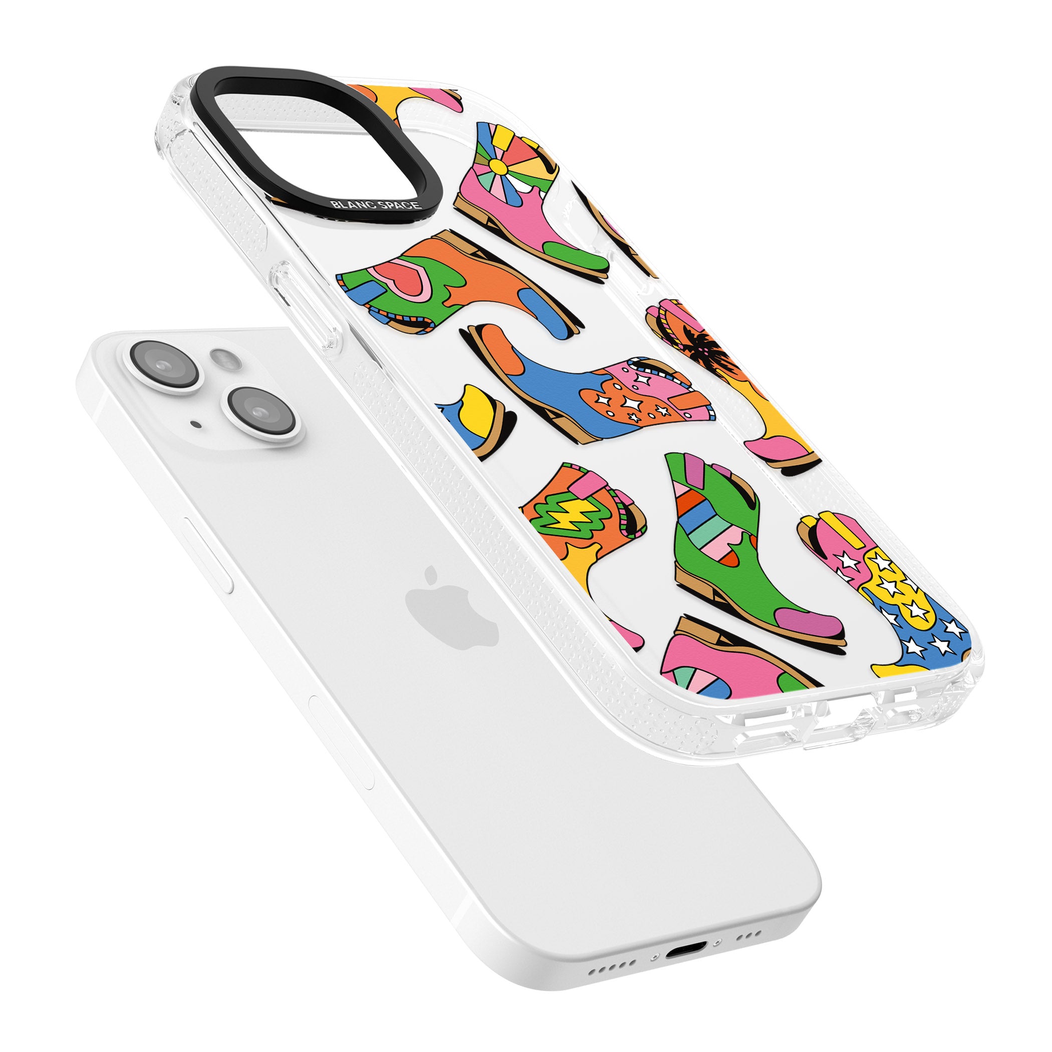 Starburst Boots iPhone 15 / 14 / 13 Clear Case Impact Air - Blanc Space