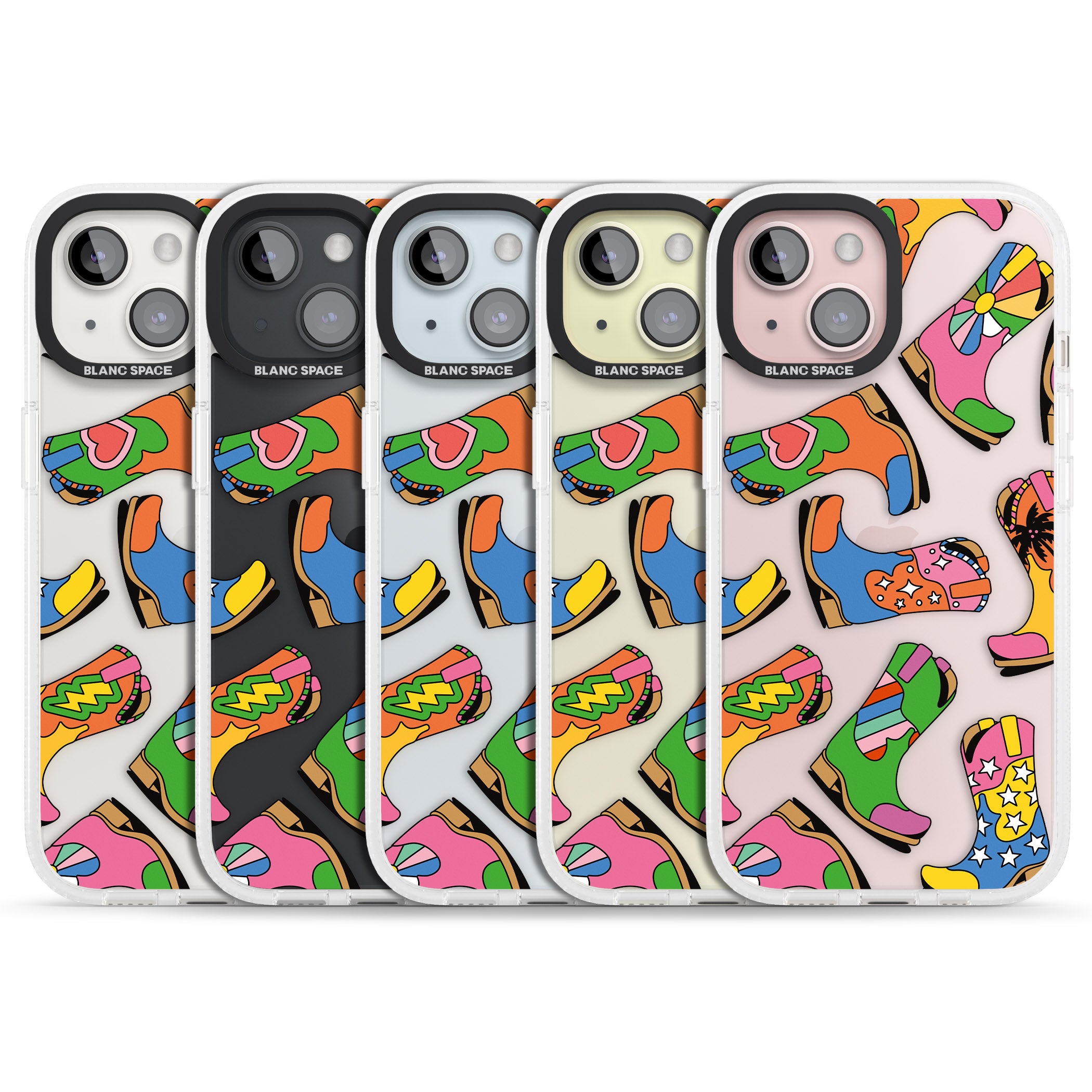 Starburst Boots iPhone 15 / 14 / 13 Clear Case Impact Air - Blanc Space