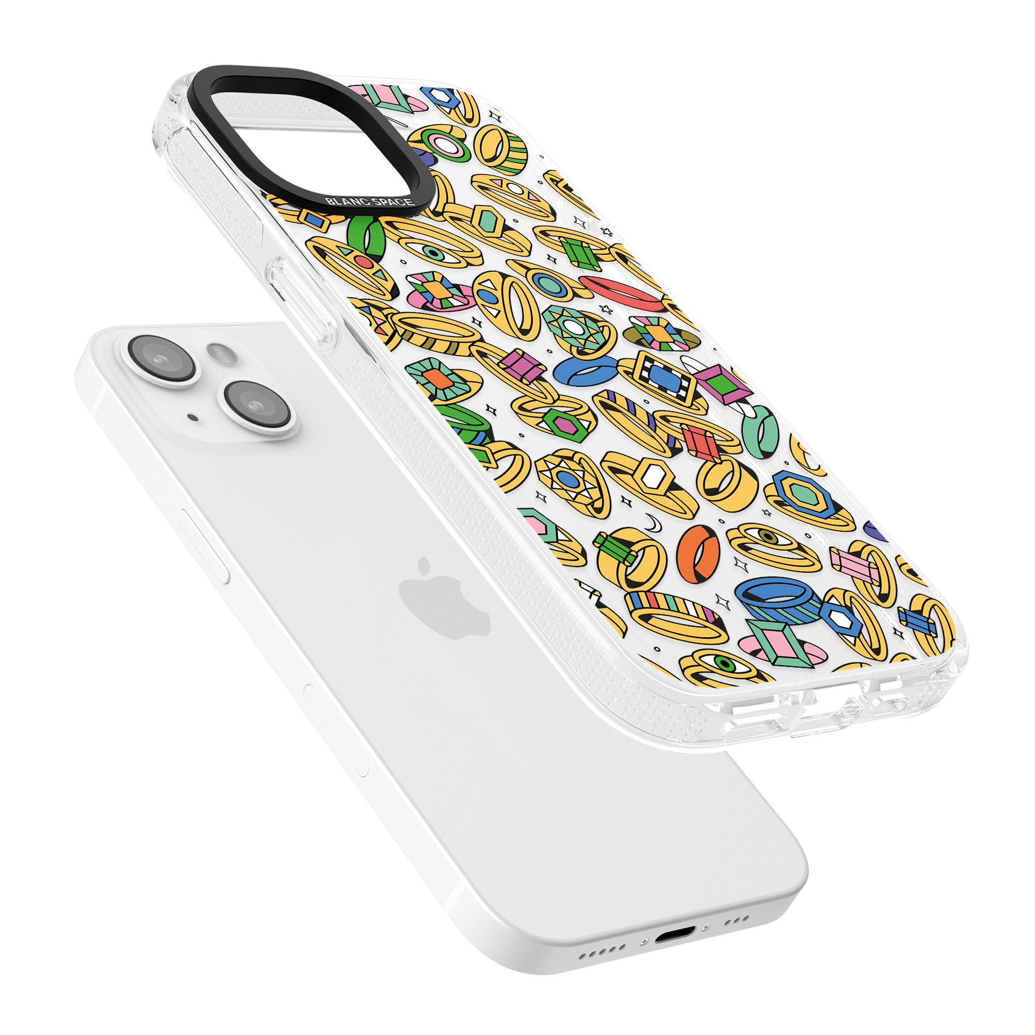 Gemstone Glitz iPhone 15 / 14 / 13 Clear Case Impact Air - Blanc Space