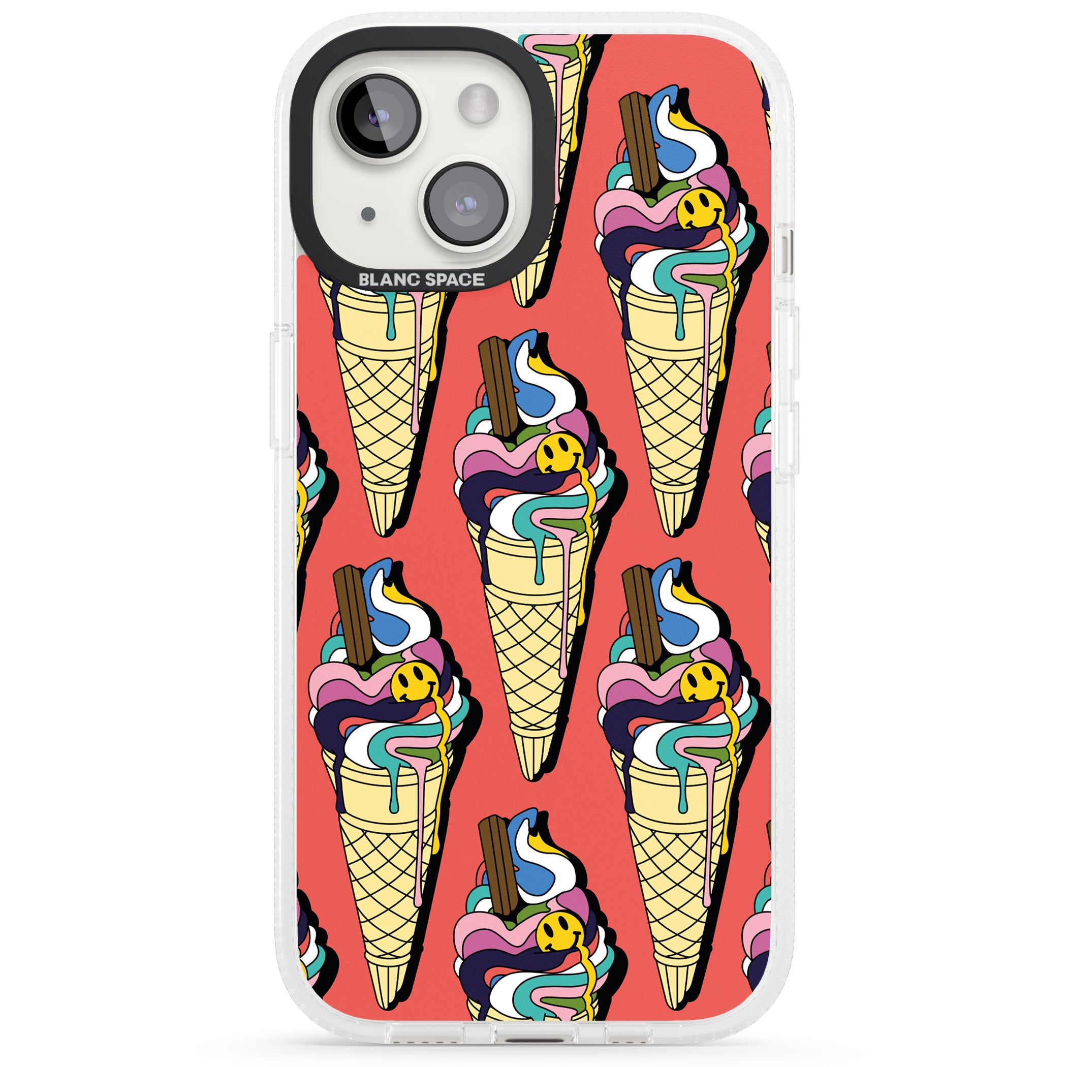 Trip & Drip Ice Cream (Red) iPhone 15 / 14 / 13 Clear Case Impact Air - Blanc Space
