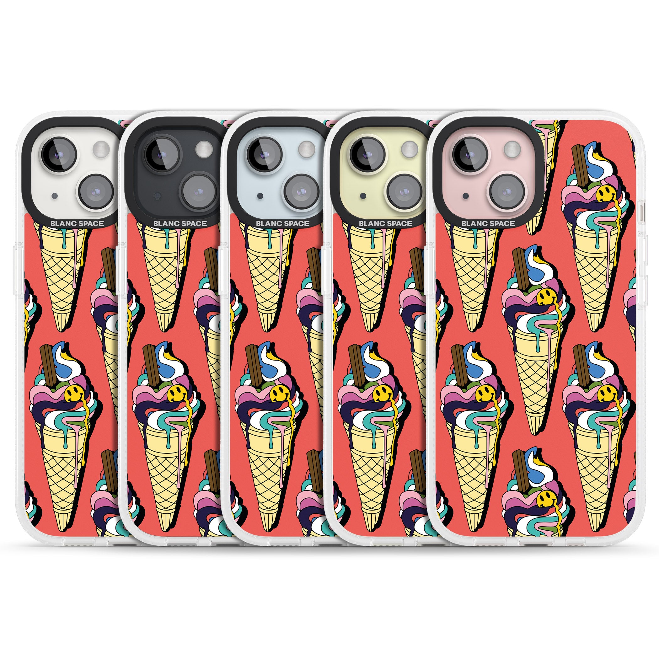 Trip & Drip Ice Cream (Red) iPhone 15 / 14 / 13 Clear Case Impact Air - Blanc Space