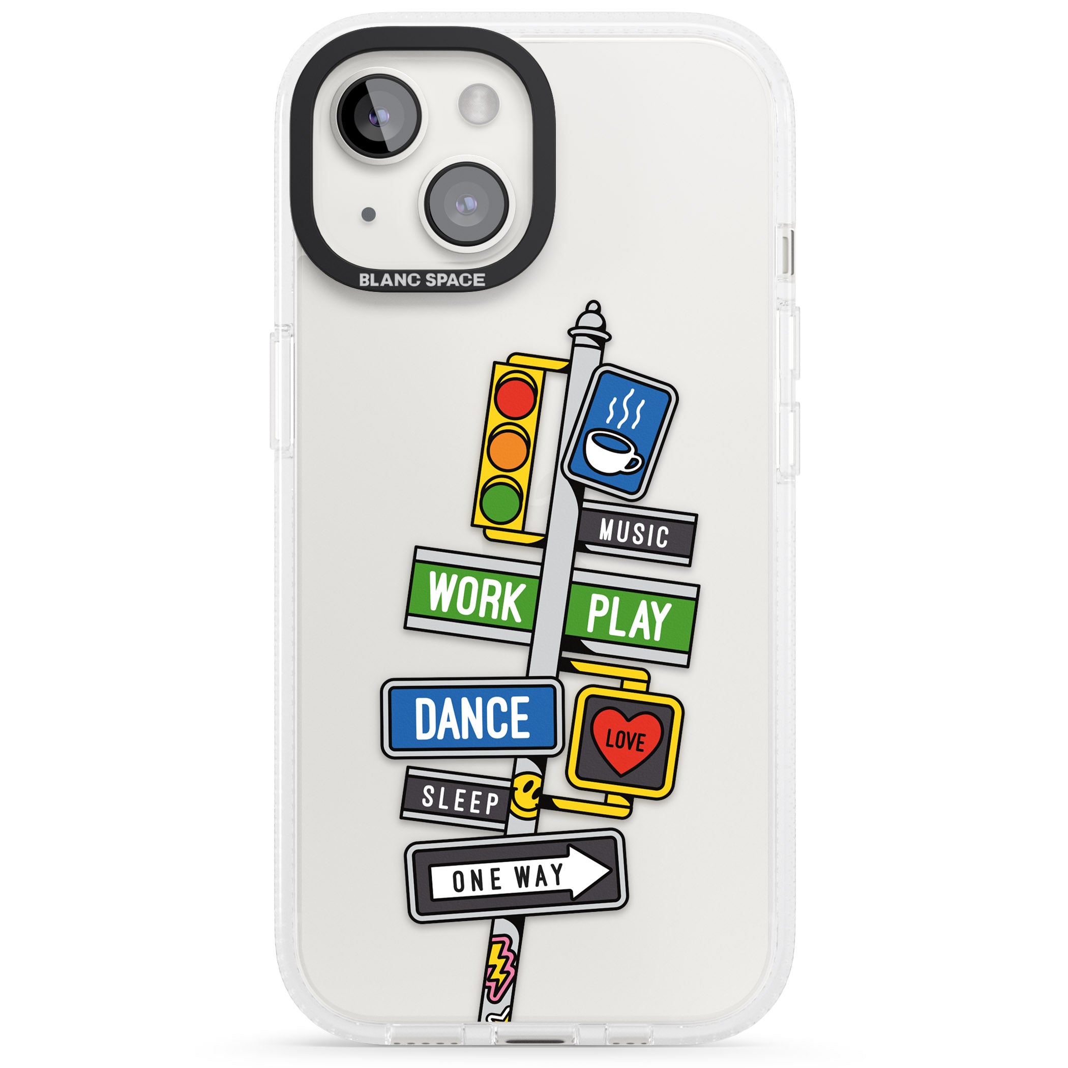 Mood Street Signs iPhone 15 / 14 / 13 Clear Case Impact Air - Blanc Space