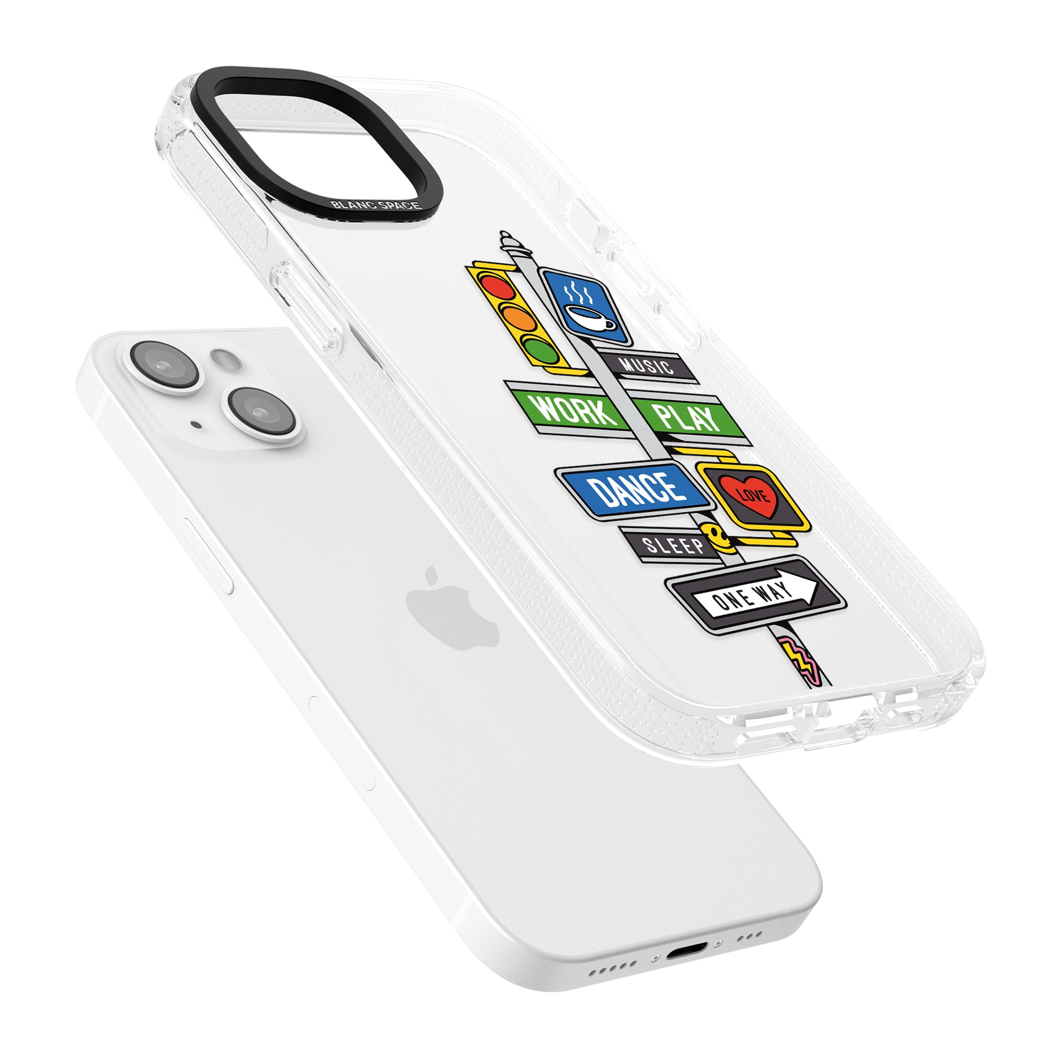 Mood Street Signs iPhone 15 / 14 / 13 Clear Case Impact Air - Blanc Space