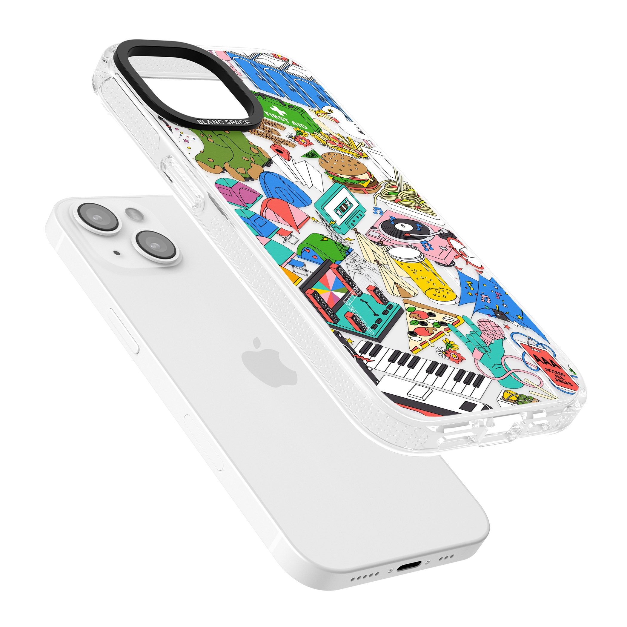 Festival Frenzy iPhone 15 / 14 / 13 Clear Case Impact Air - Blanc Space