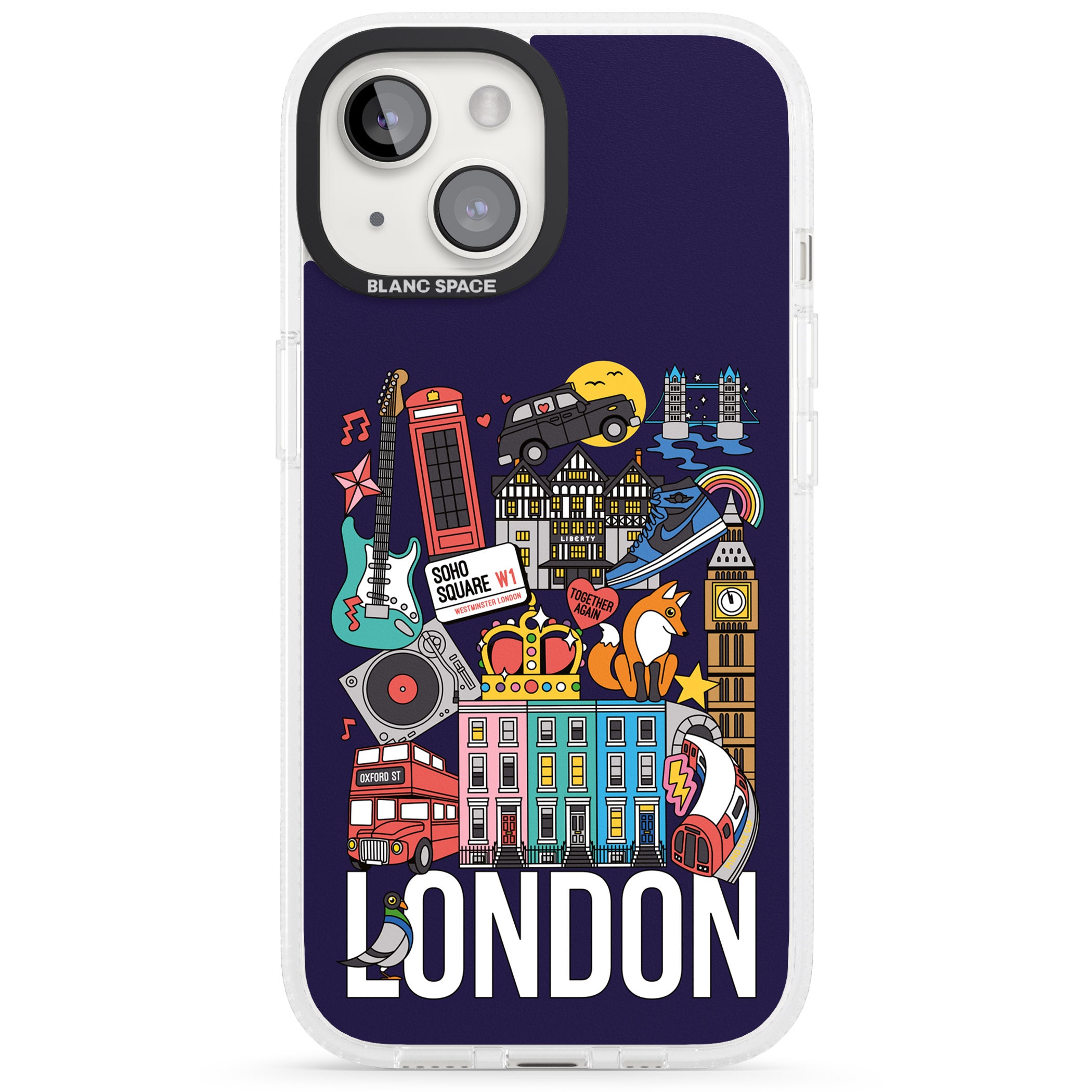 London Calling iPhone 15 / 14 / 13 Clear Case Impact Air - Blanc Space