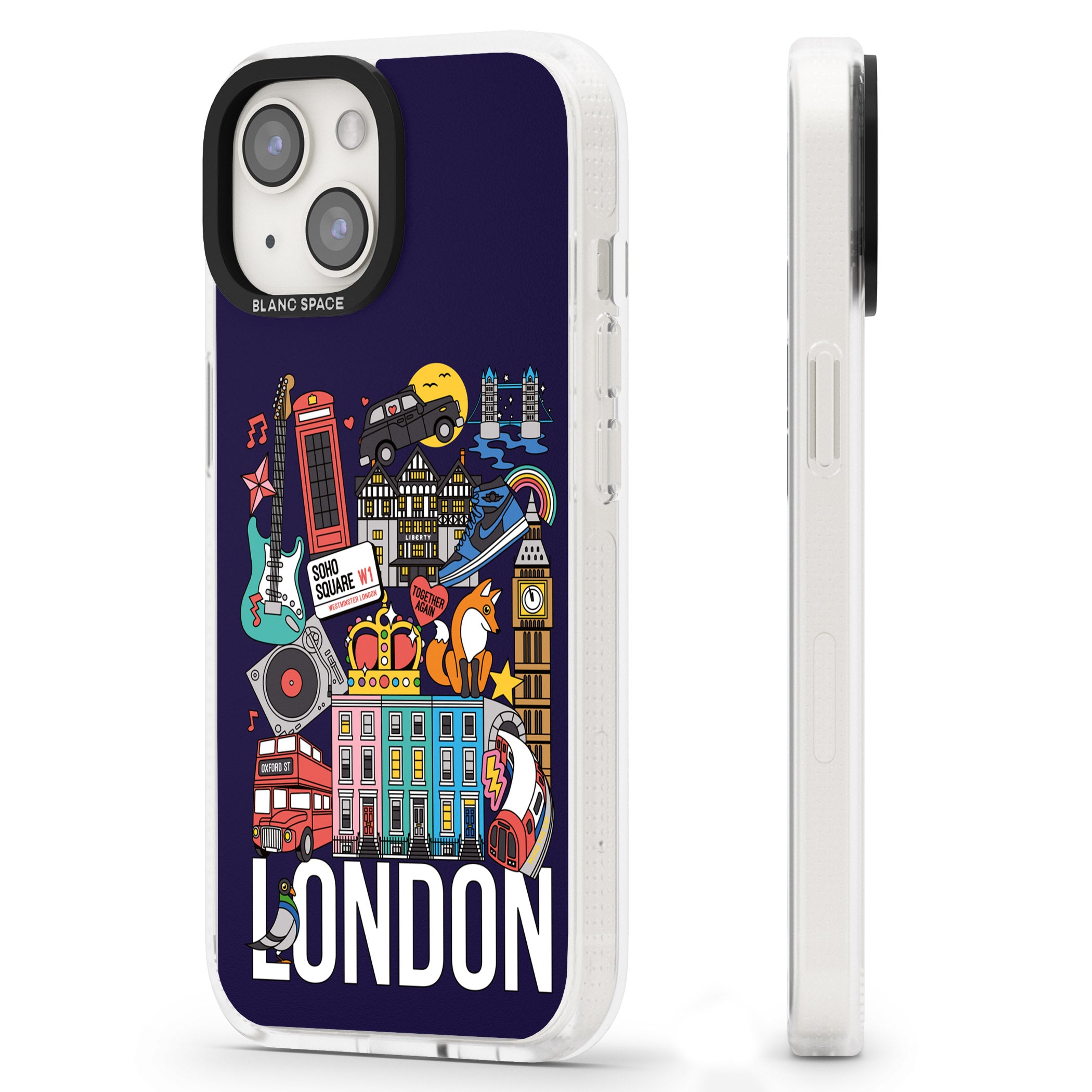 London Calling iPhone 15 / 14 / 13 Clear Case Impact Air - Blanc Space