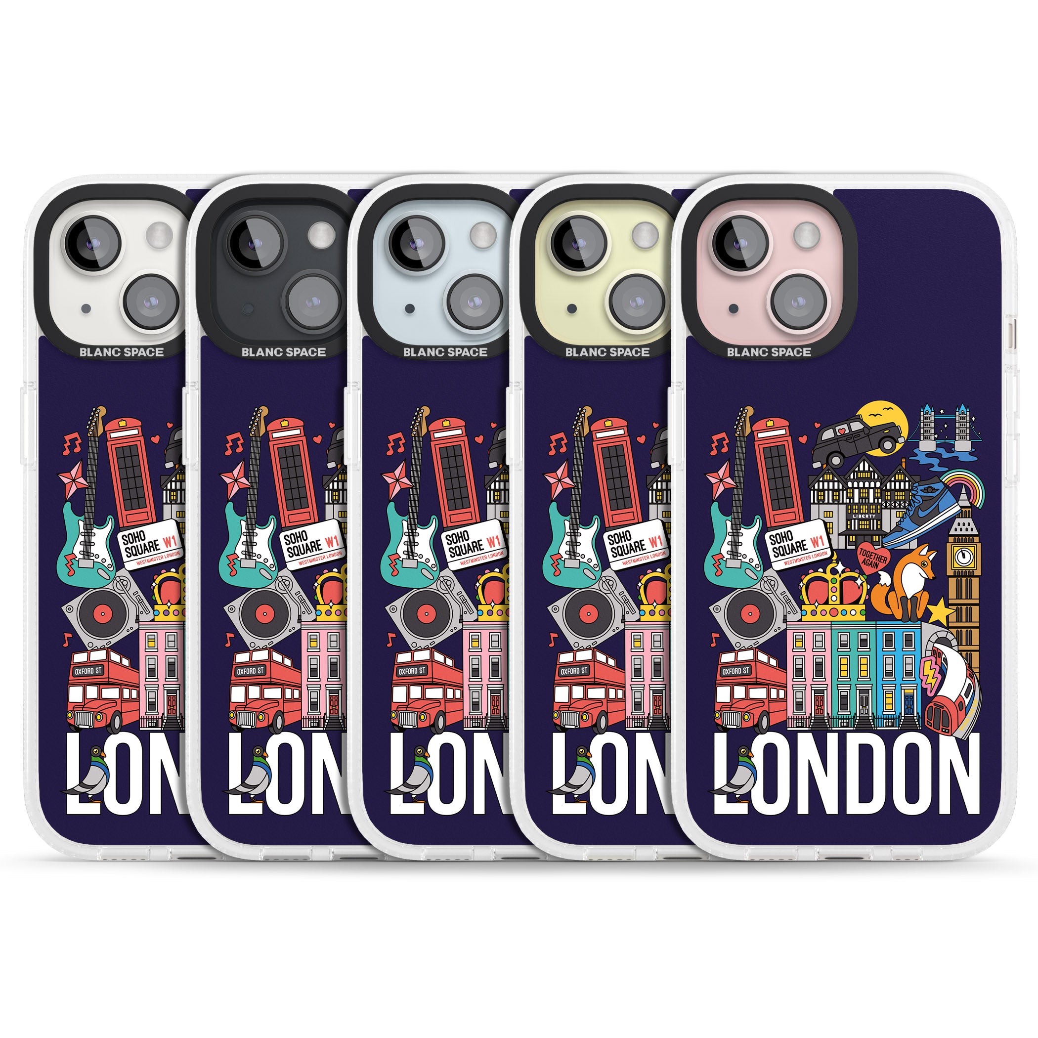 London Calling iPhone 15 / 14 / 13 Clear Case Impact Air - Blanc Space