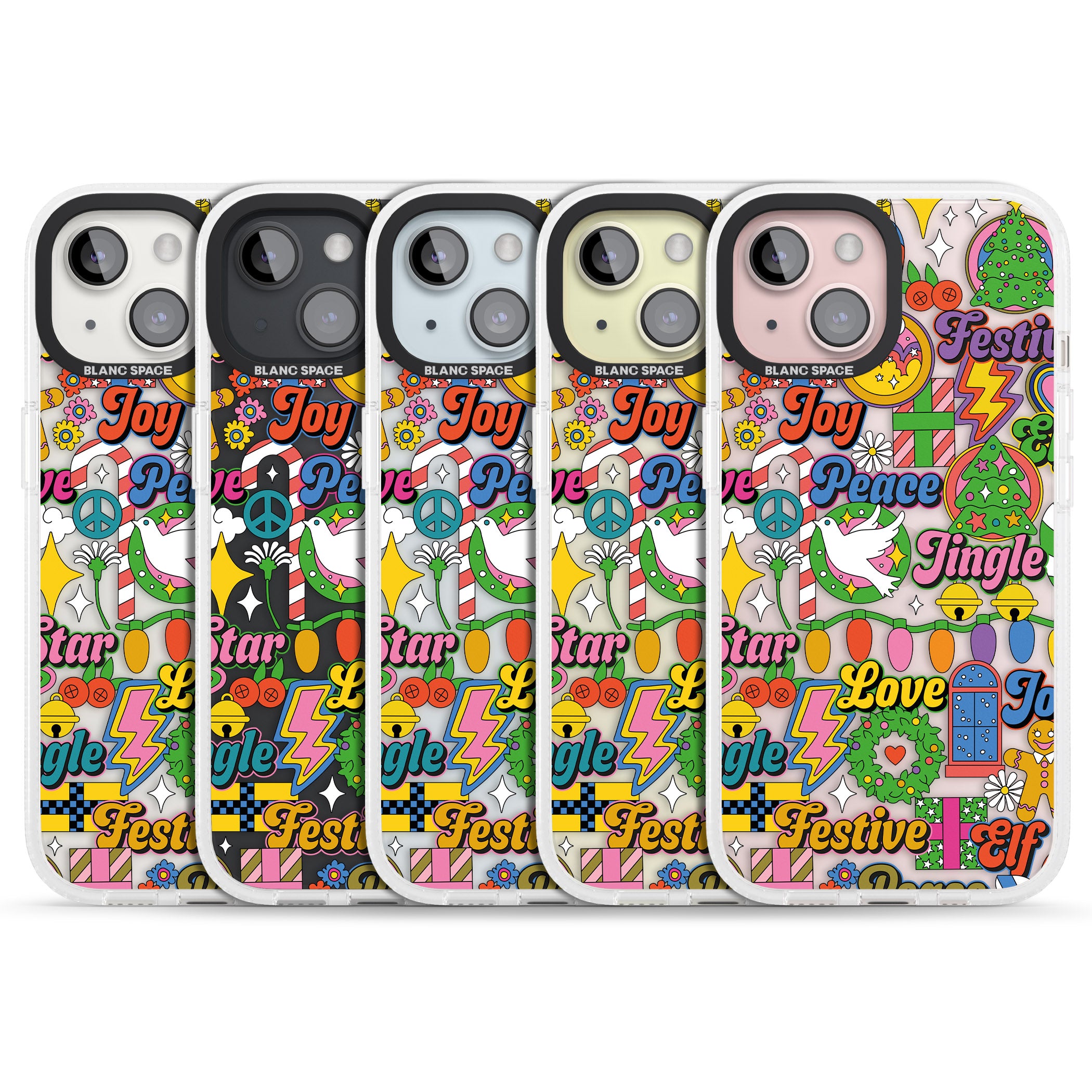 Peace & Festivities iPhone 15 / 14 / 13 Clear Case Impact Air - Blanc Space