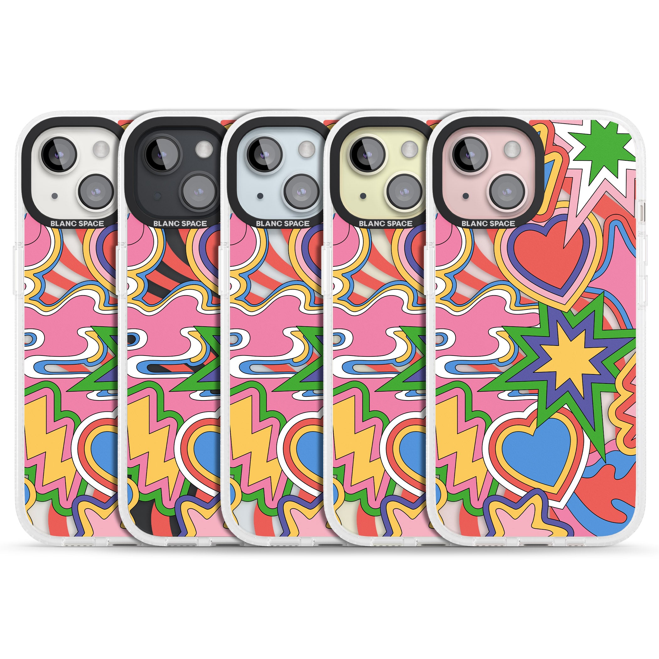 Psychedelic Pop Art Explosion iPhone 15 / 14 / 13 Clear Case Impact Air - Blanc Space