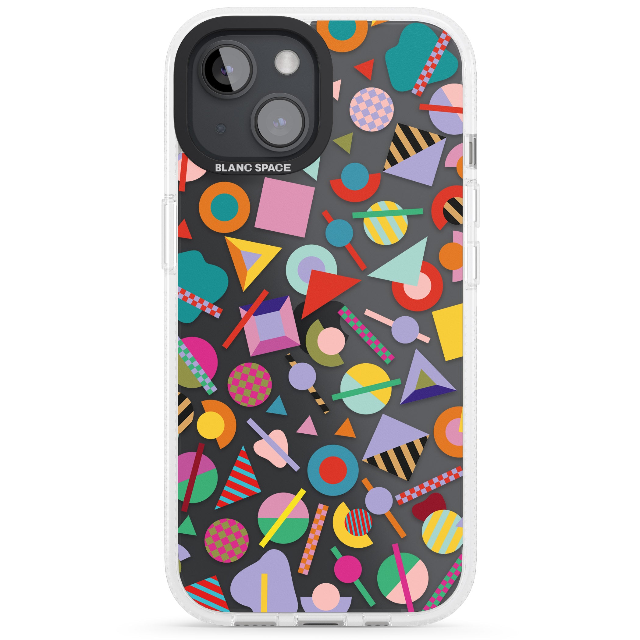 Retro Carnival Shapes iPhone 15 / 14 / 13 Clear Case Impact Air - Blanc Space