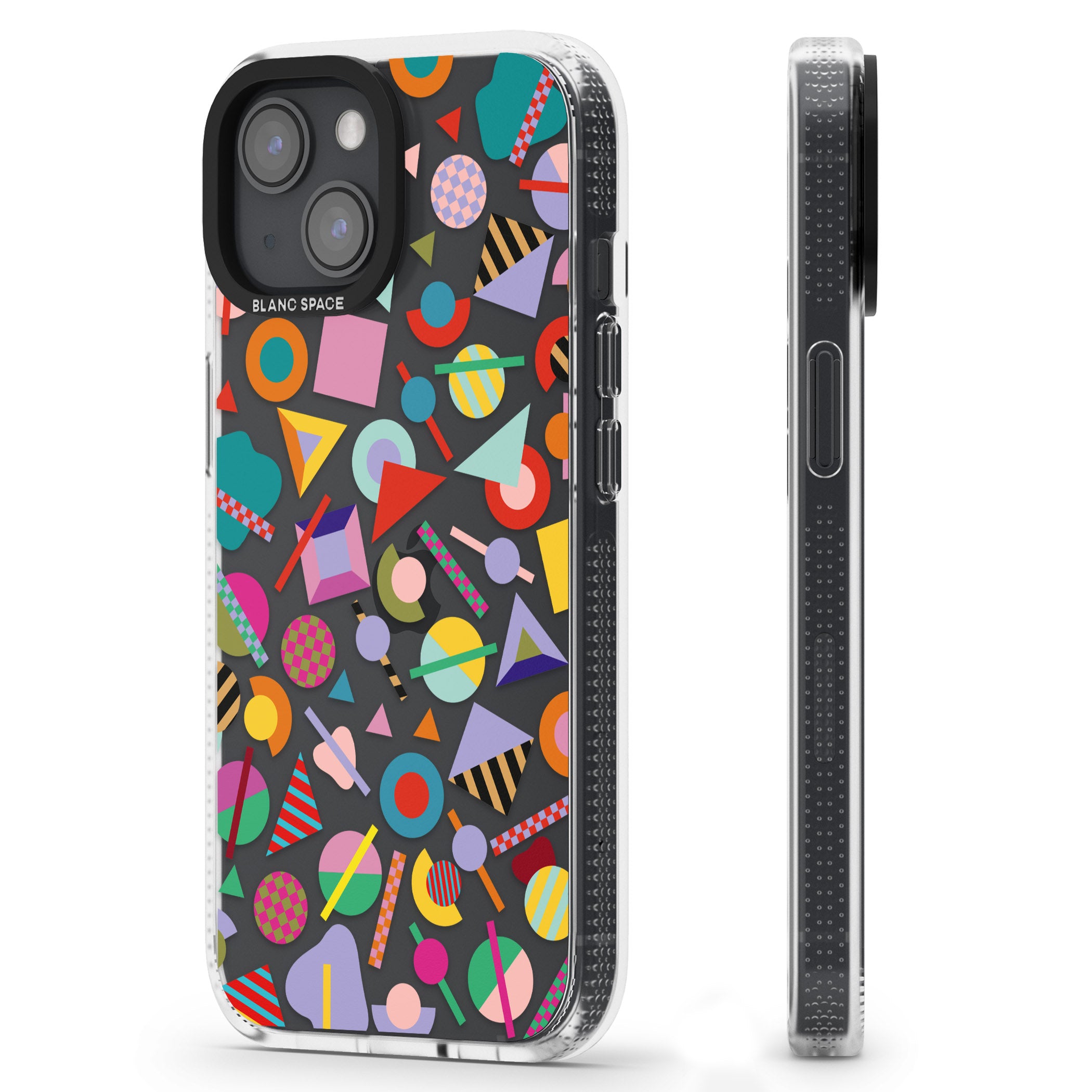 Retro Carnival Shapes iPhone 15 / 14 / 13 Clear Case Impact Air - Blanc Space
