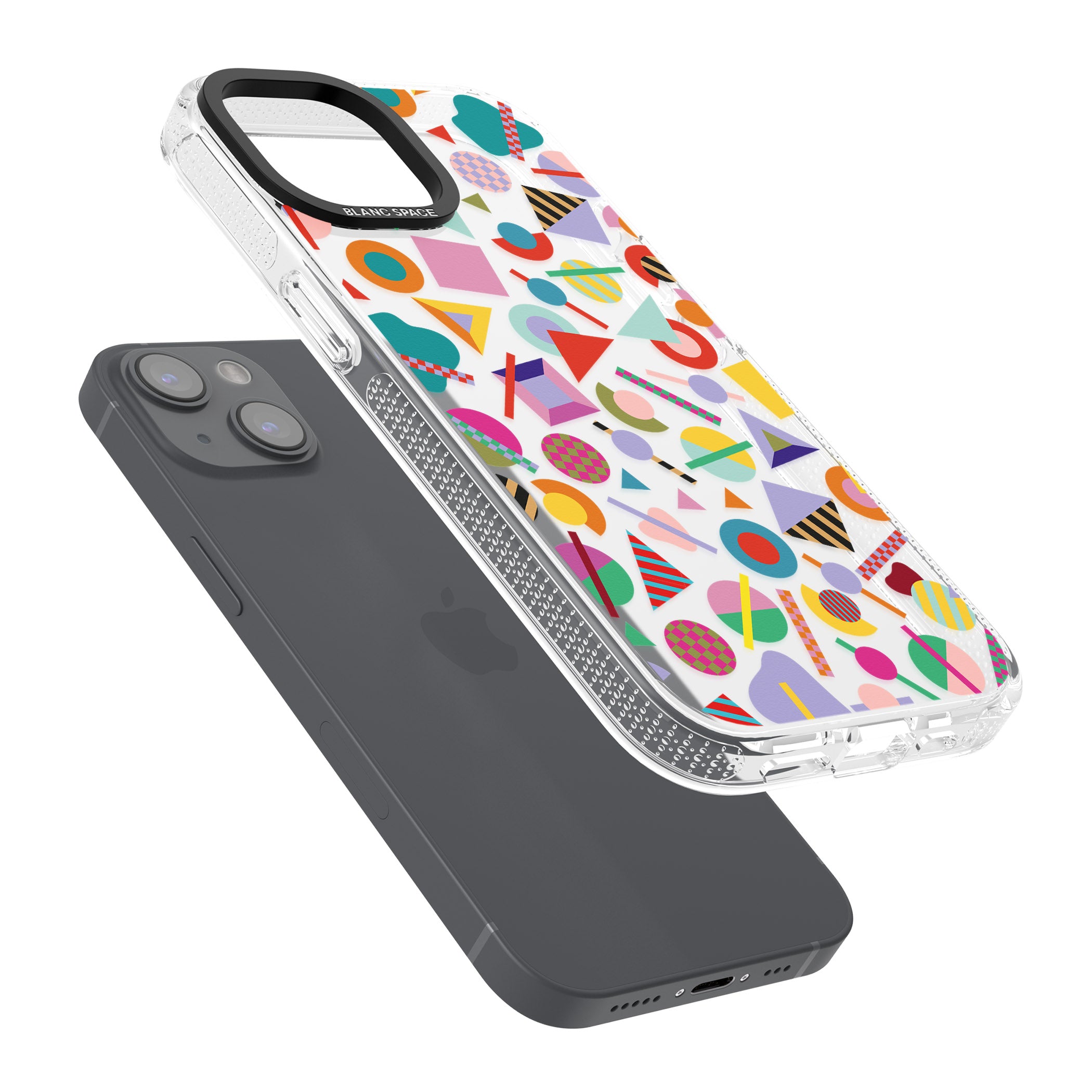 Retro Carnival Shapes iPhone 15 / 14 / 13 Clear Case Impact Air - Blanc Space