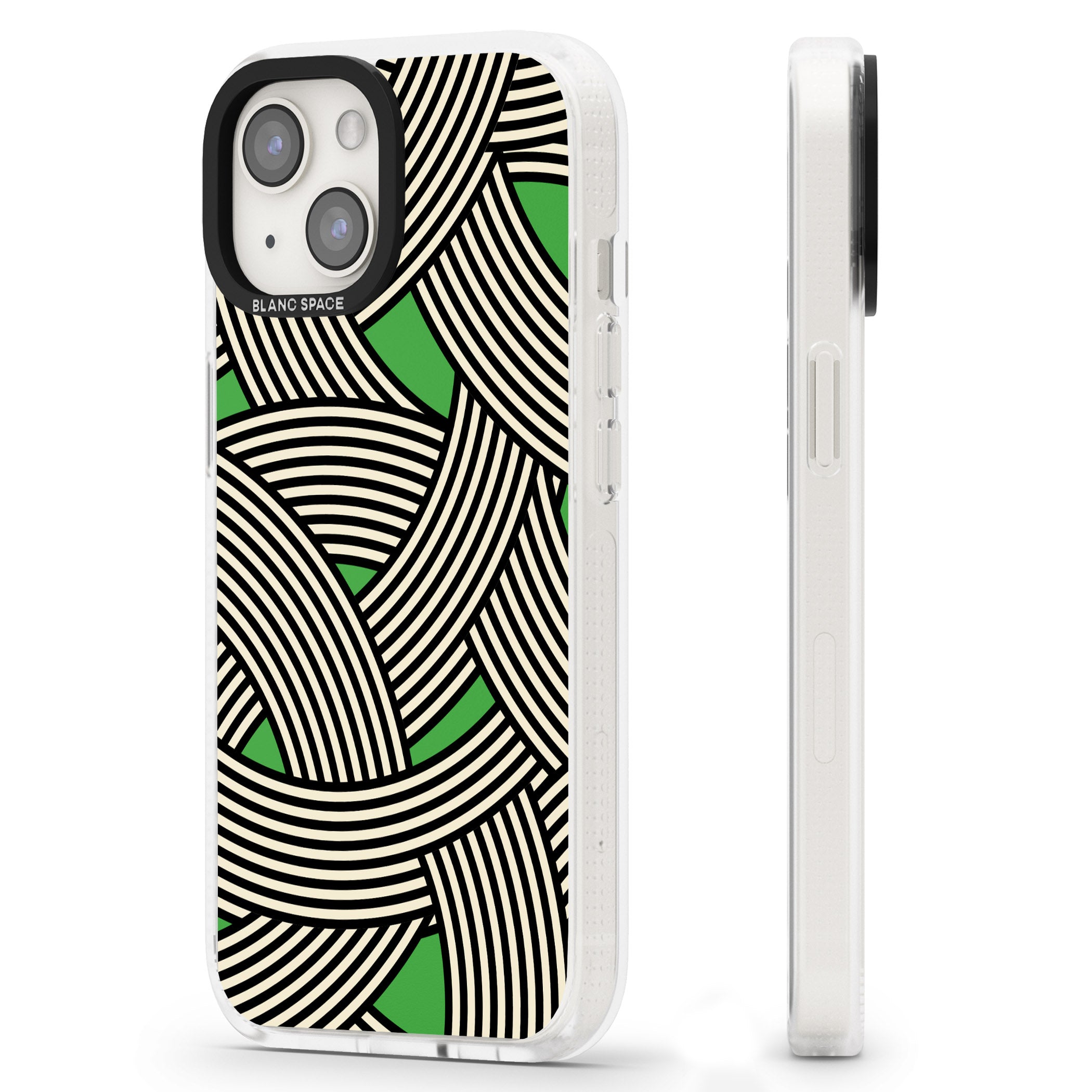 Green Optic Waves iPhone 15 / 14 / 13 Clear Case Impact Air - Blanc Space