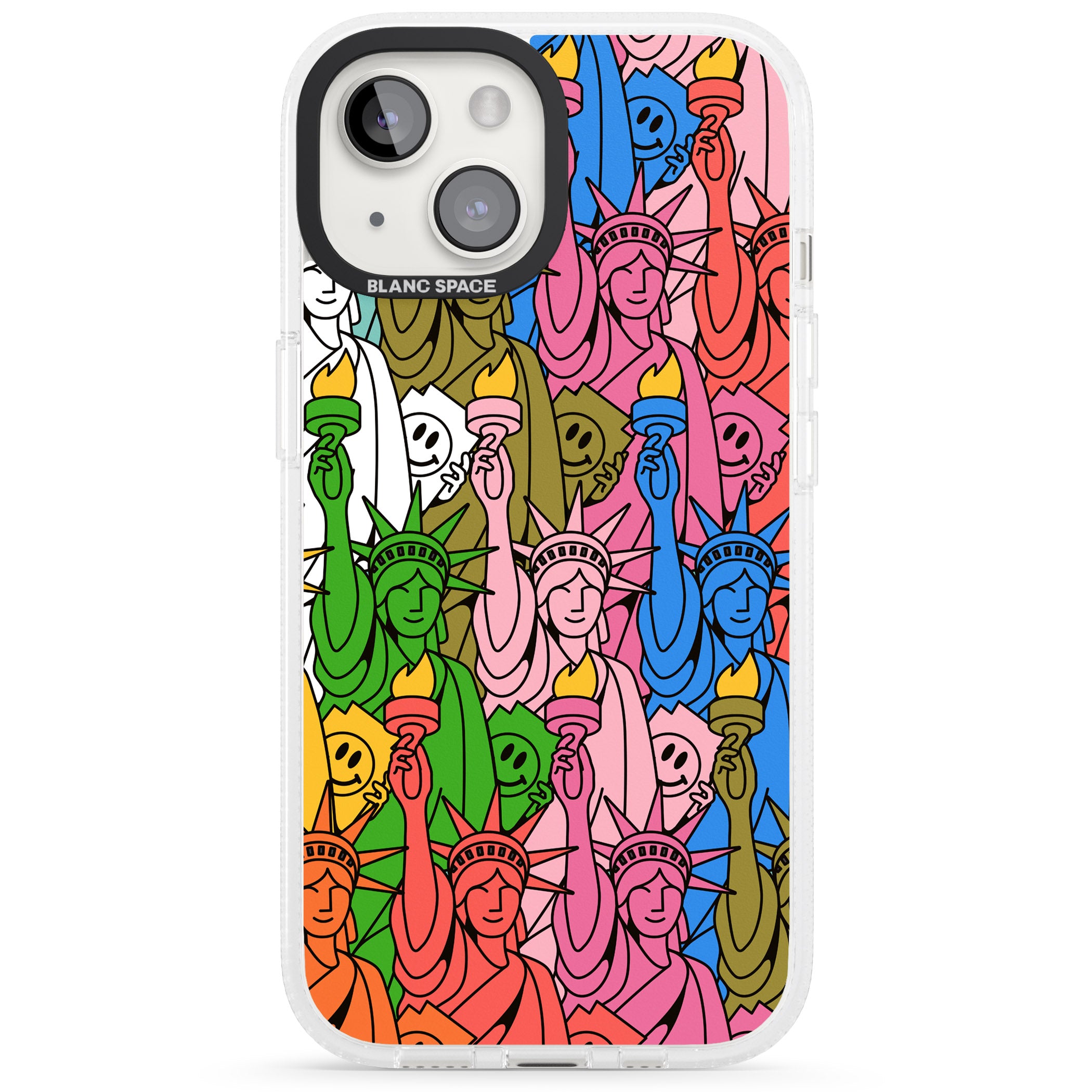 Multicolour Liberty Pattern iPhone 15 / 14 / 13 Clear Case Impact Air - Blanc Space