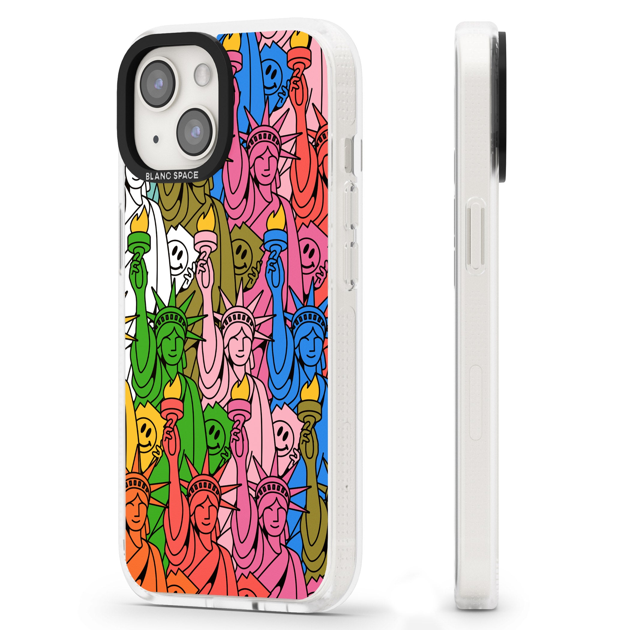 Multicolour Liberty Pattern iPhone 15 / 14 / 13 Clear Case Impact Air - Blanc Space