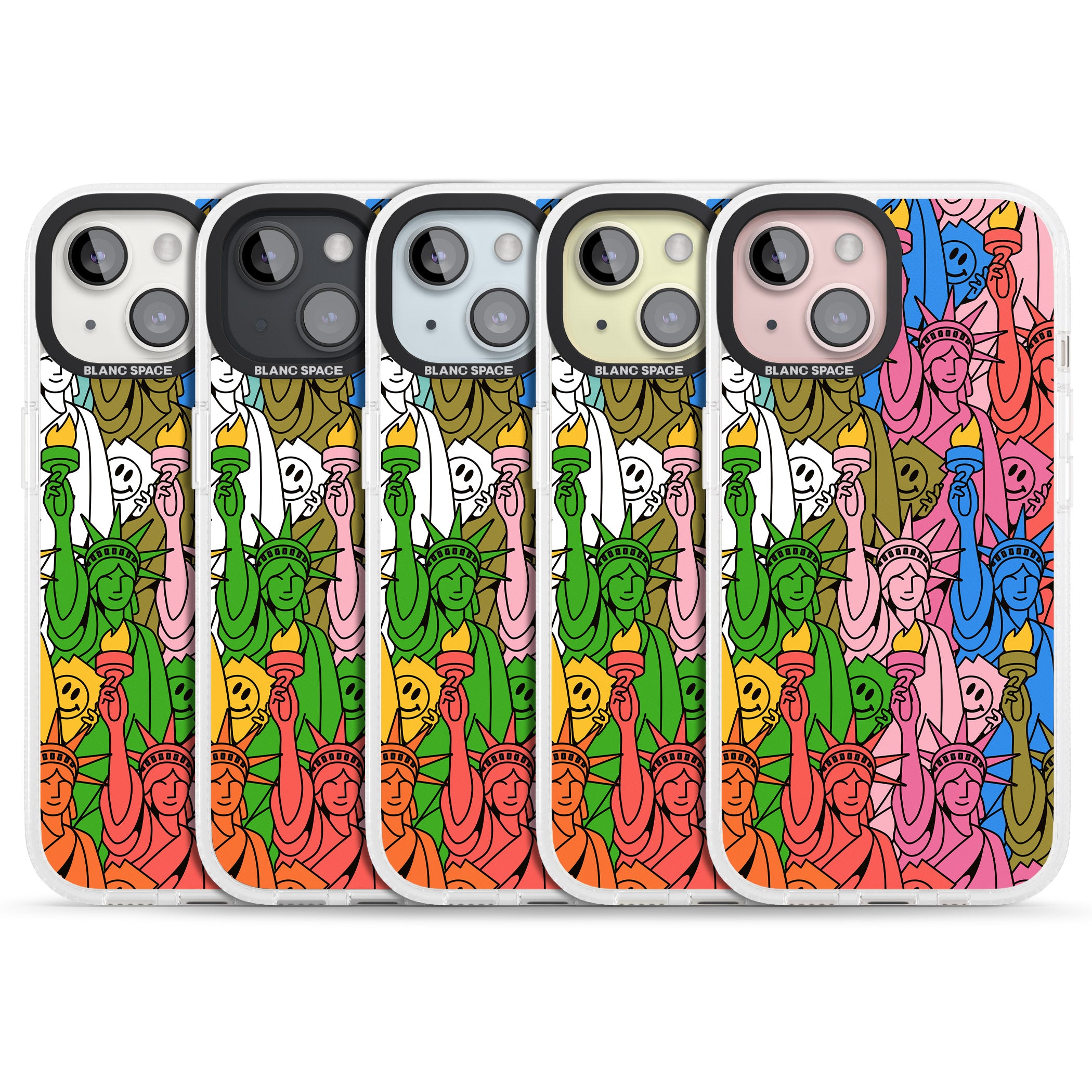 Multicolour Liberty Pattern iPhone 15 / 14 / 13 Clear Case Impact Air - Blanc Space