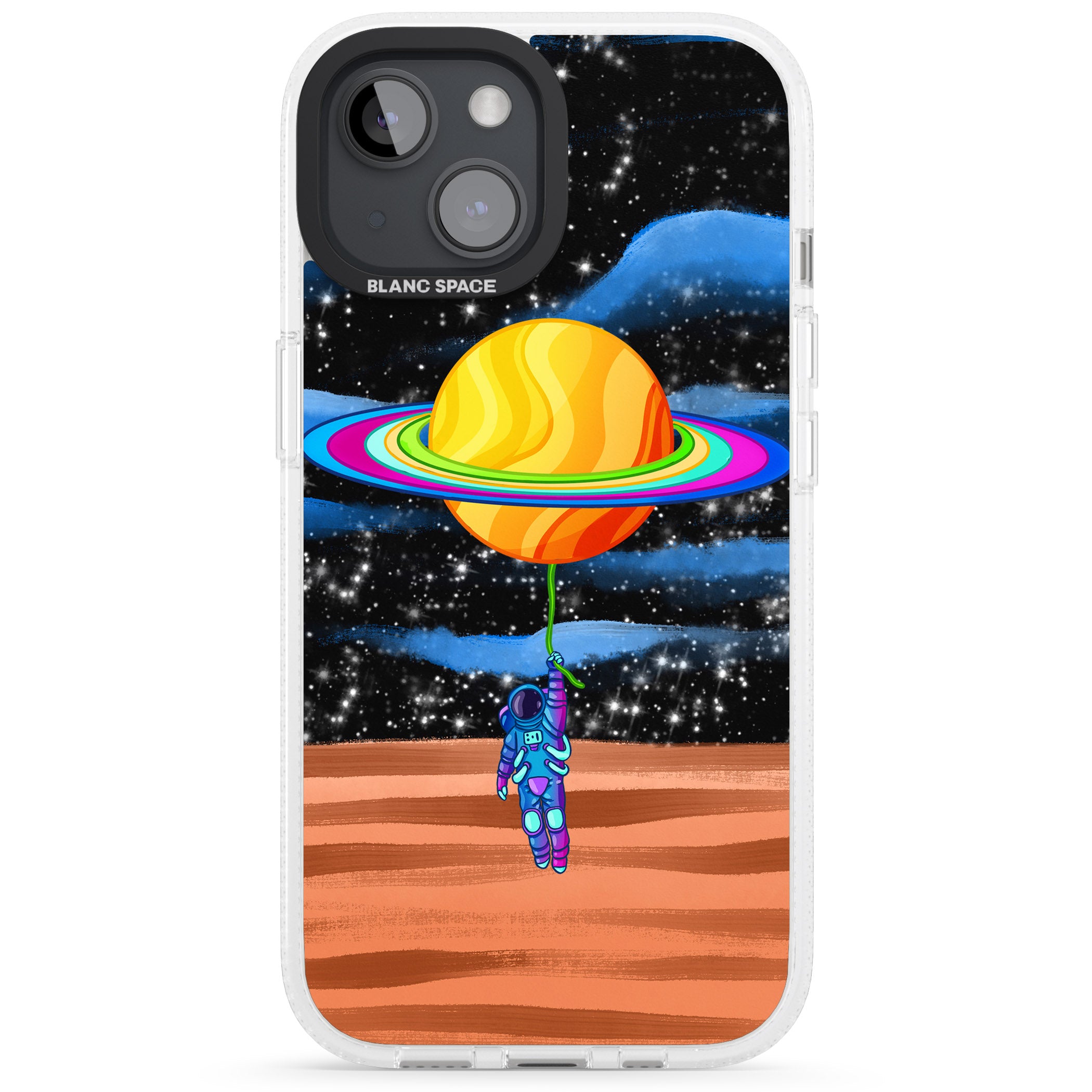 World On Helium iPhone 15 / 14 / 13 Clear Case Impact Air - Blanc Space