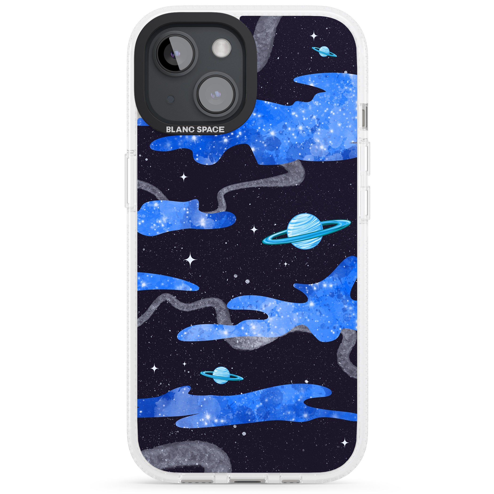 Blue Galaxy iPhone 15 / 14 / 13 Clear Case Impact Air - Blanc Space