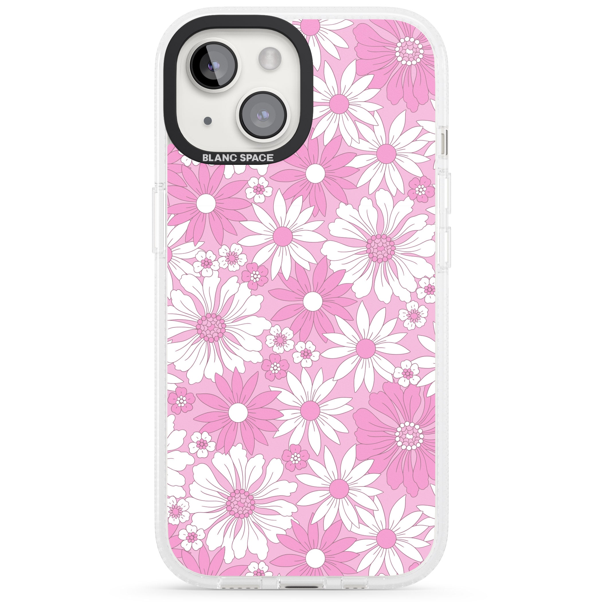 Pink & White Flowers iPhone 15 / 14 / 13 Clear Case Impact Air - Blanc Space