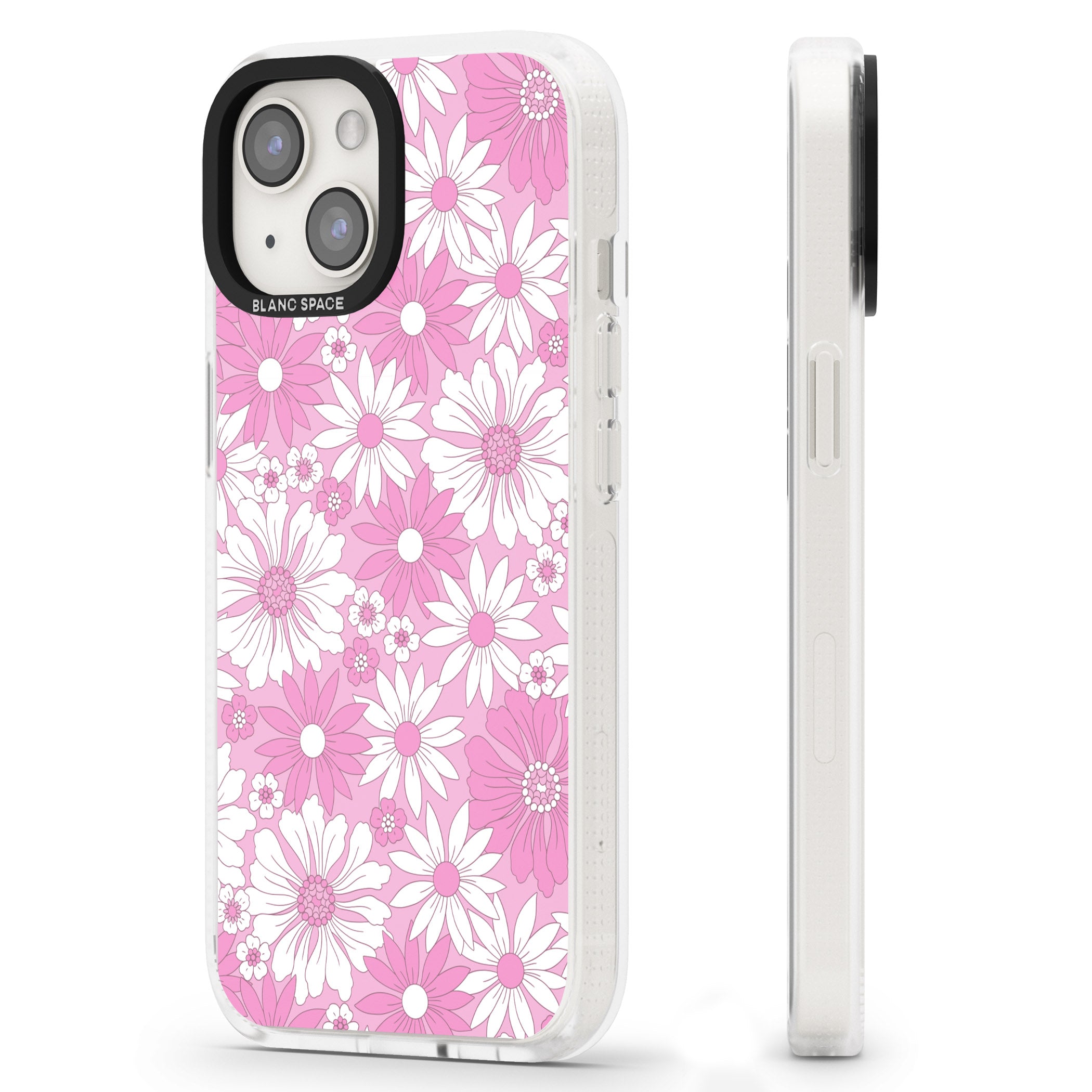 Pink & White Flowers iPhone 15 / 14 / 13 Clear Case Impact Air - Blanc Space