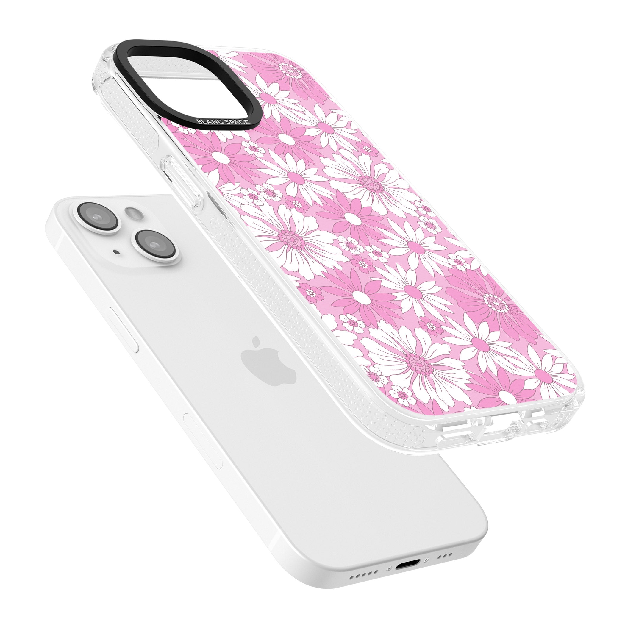 Pink & White Flowers iPhone 15 / 14 / 13 Clear Case Impact Air - Blanc Space