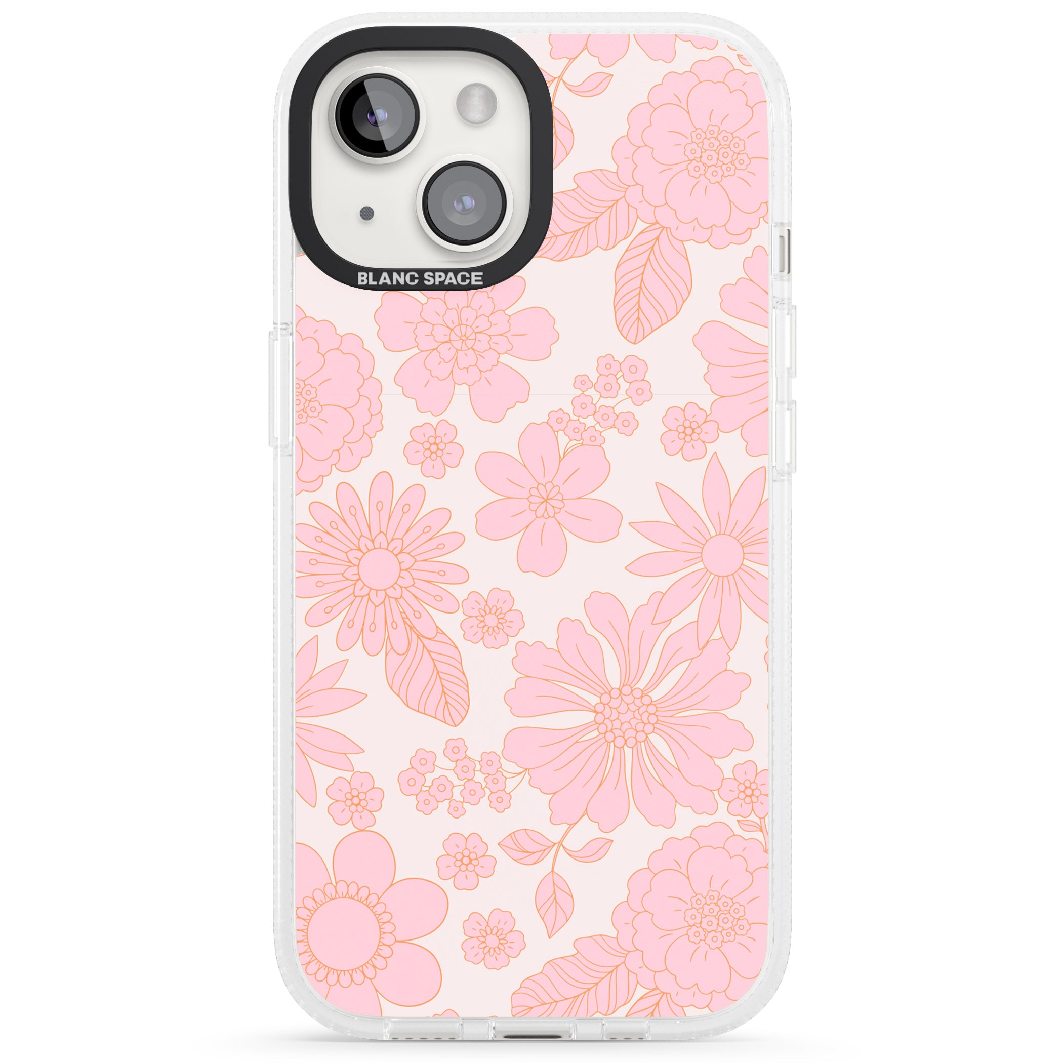 Gentle Pink Flowers iPhone 15 / 14 / 13 Clear Case Impact Air - Blanc Space