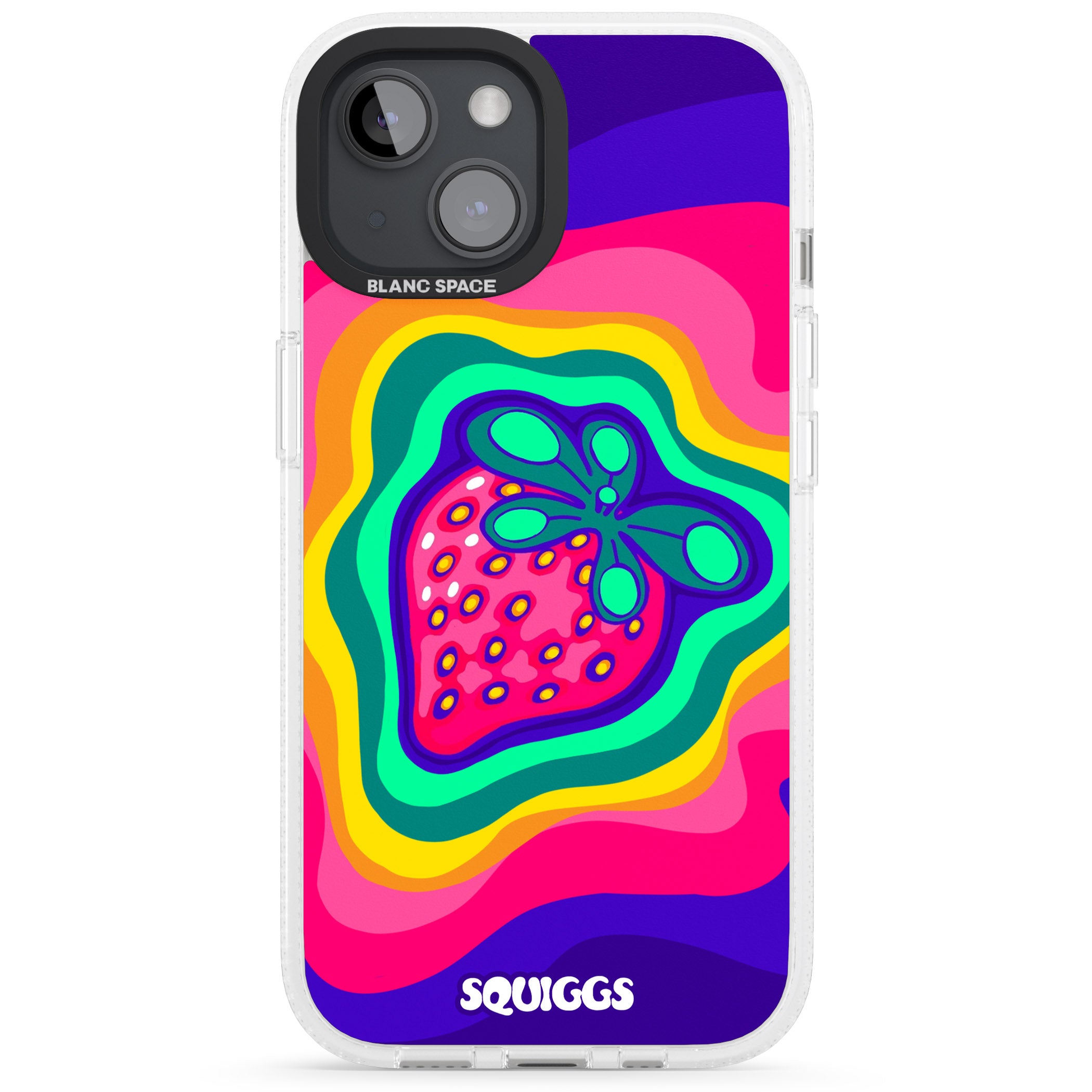 Strawberry Rainbow iPhone 15 / 14 / 13 Clear Case Impact Air - Blanc Space