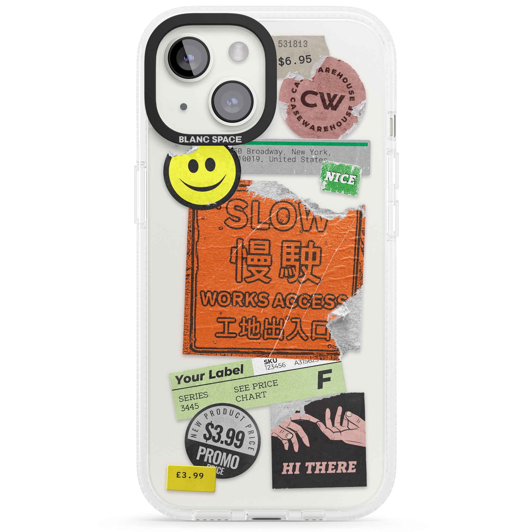 Kanji Signs Sticker Mix iPhone 15 / 14 / 13 Clear Case Impact Air - Blanc Space