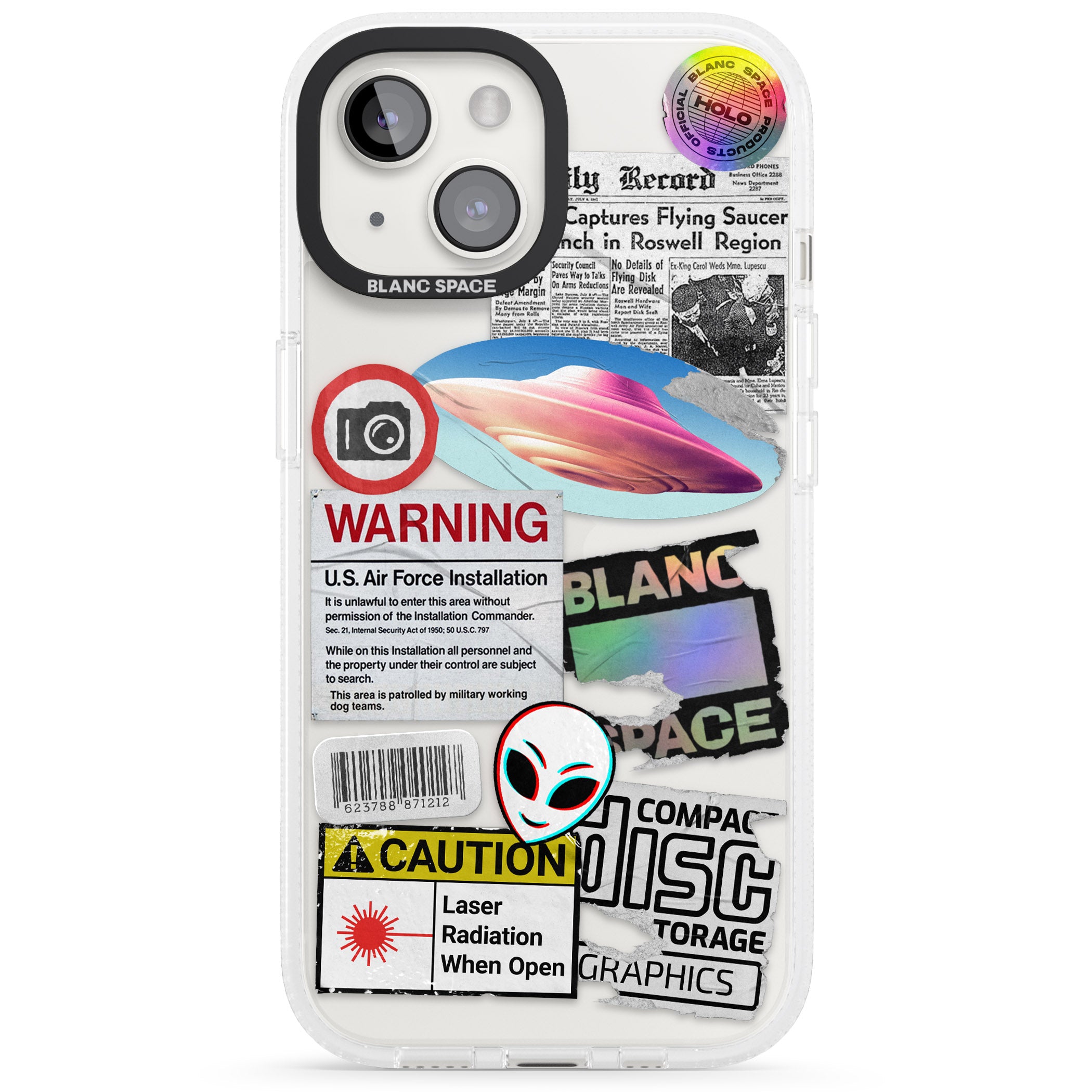 Cosmic Encounters iPhone 15 / 14 / 13 Clear Case Impact Air - Blanc Space