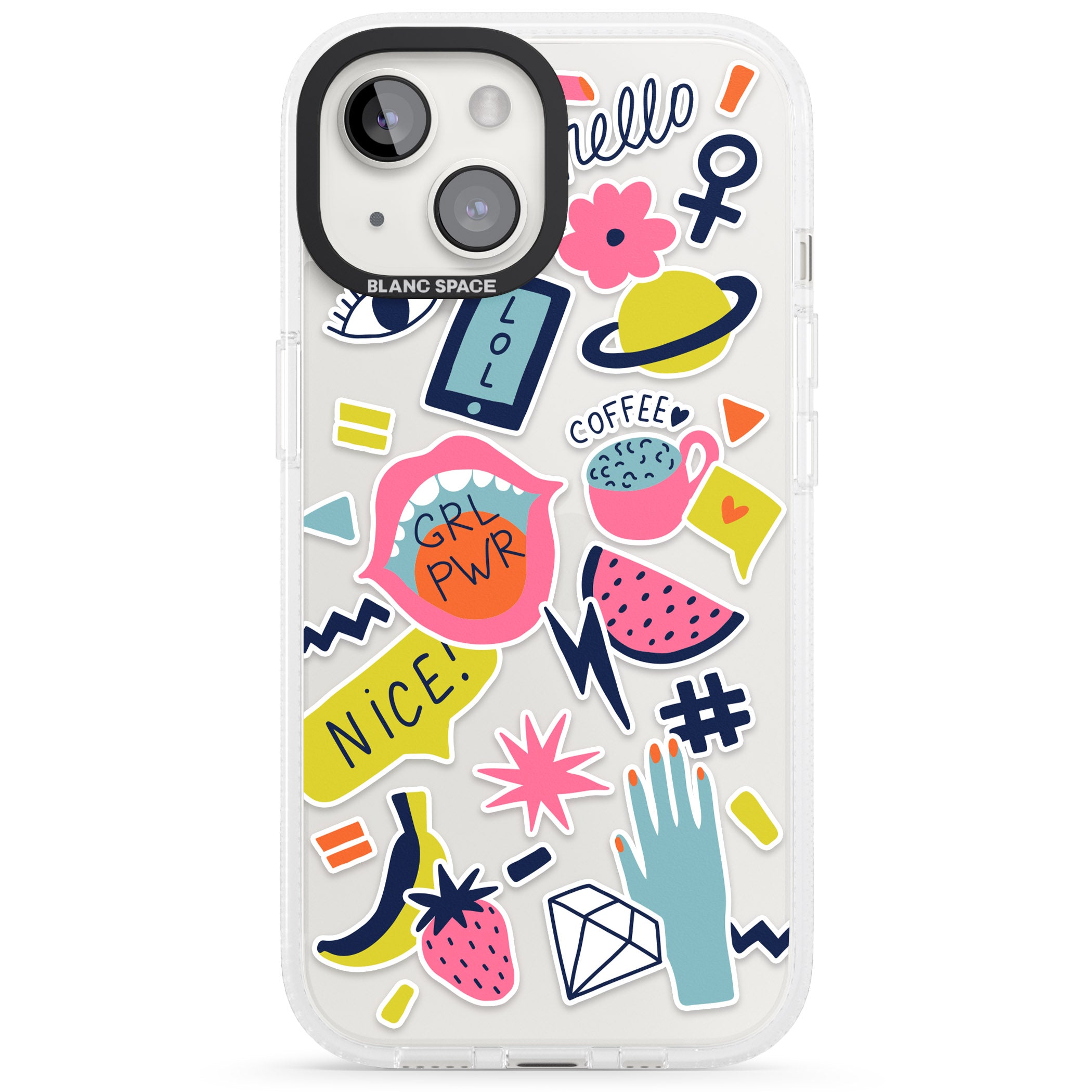 GRL PWR iPhone 15 / 14 / 13 Clear Case Impact Air - Blanc Space