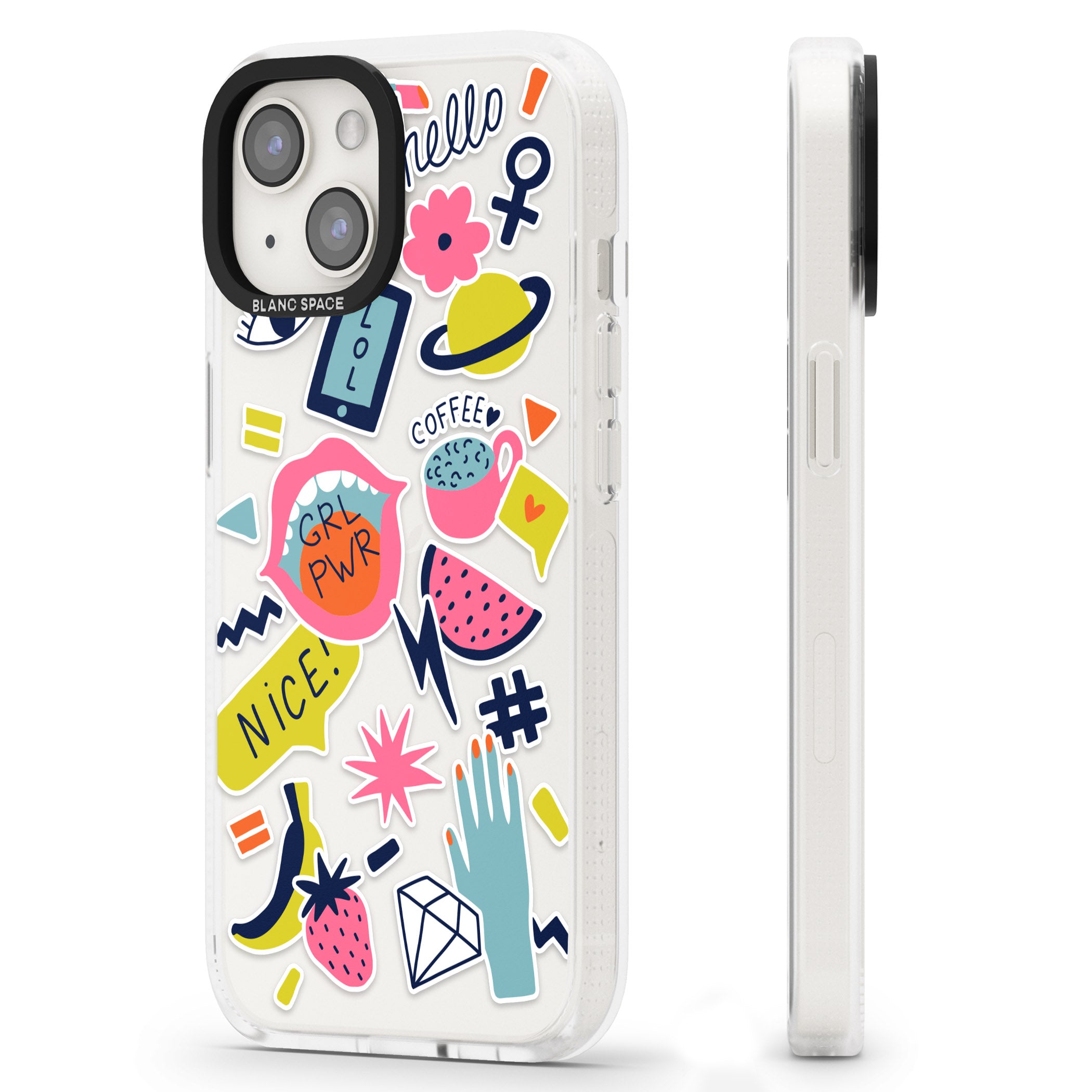 GRL PWR iPhone 15 / 14 / 13 Clear Case Impact Air - Blanc Space