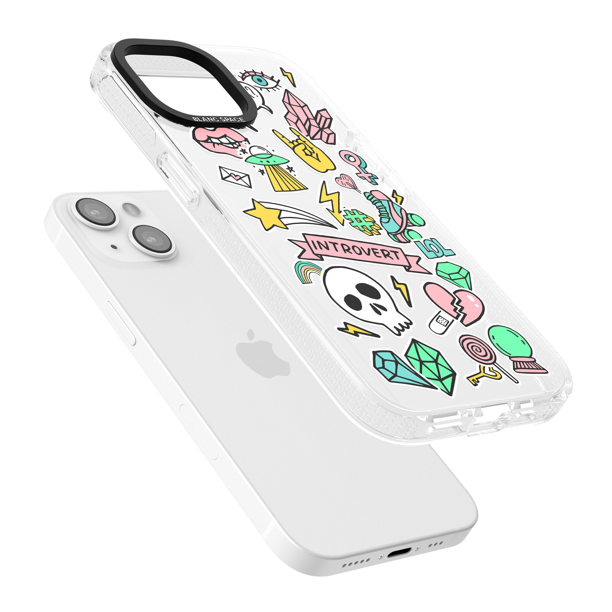 Introvert Sticker iPhone 15 / 14 / 13 Clear Case Impact Air - Blanc Space