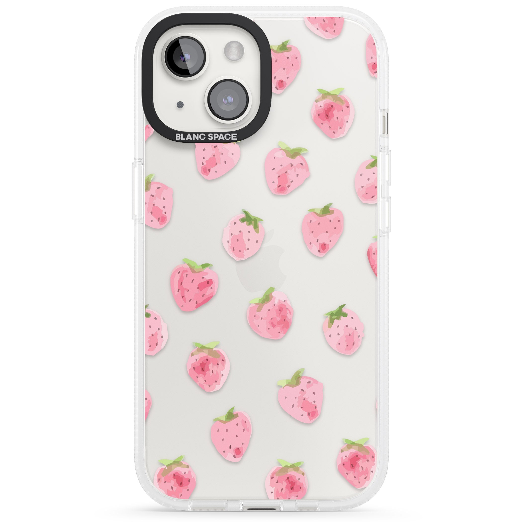 Classic Strawberry iPhone 15 / 14 / 13 Clear Case Impact Air - Blanc Space