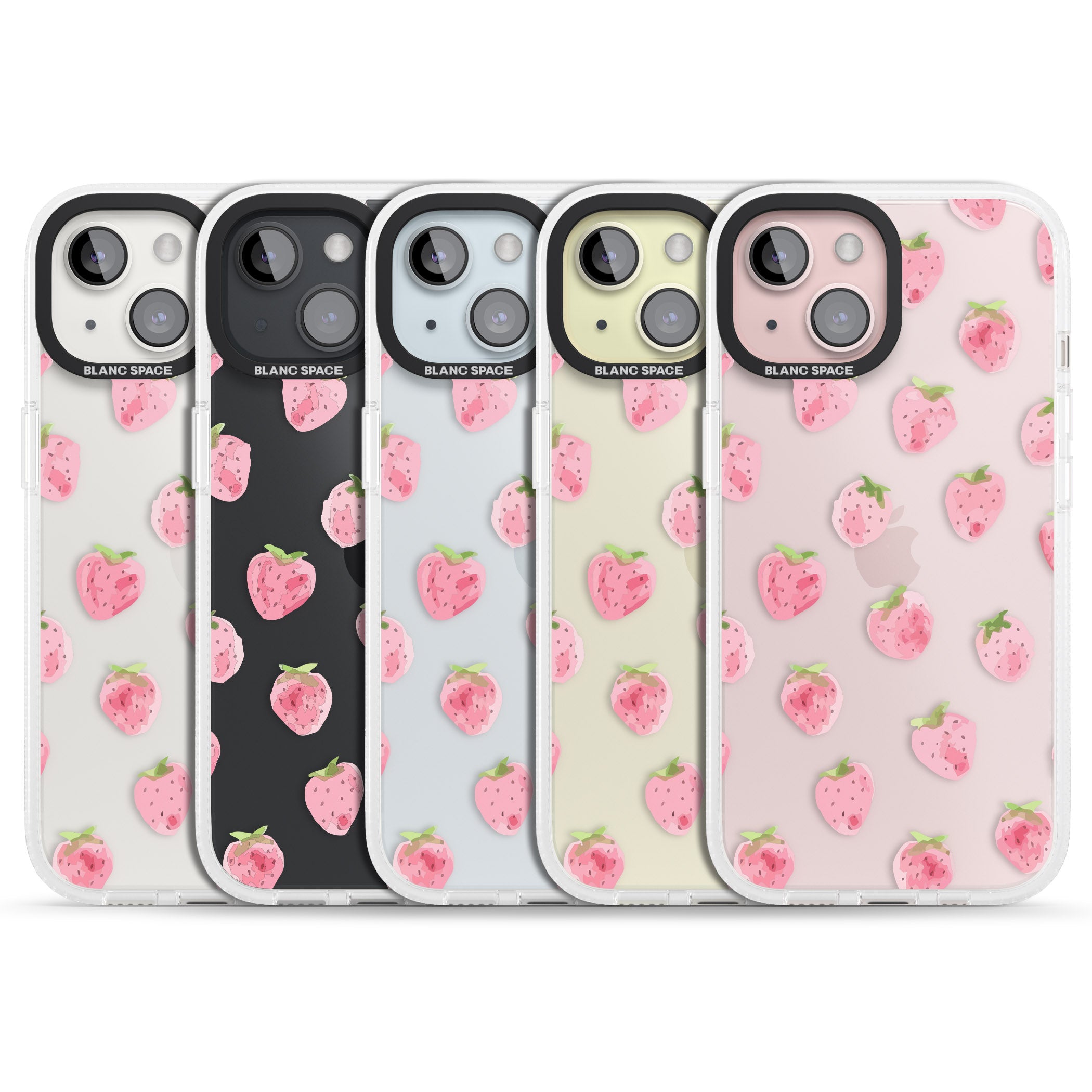 Classic Strawberry iPhone 15 / 14 / 13 Clear Case Impact Air - Blanc Space