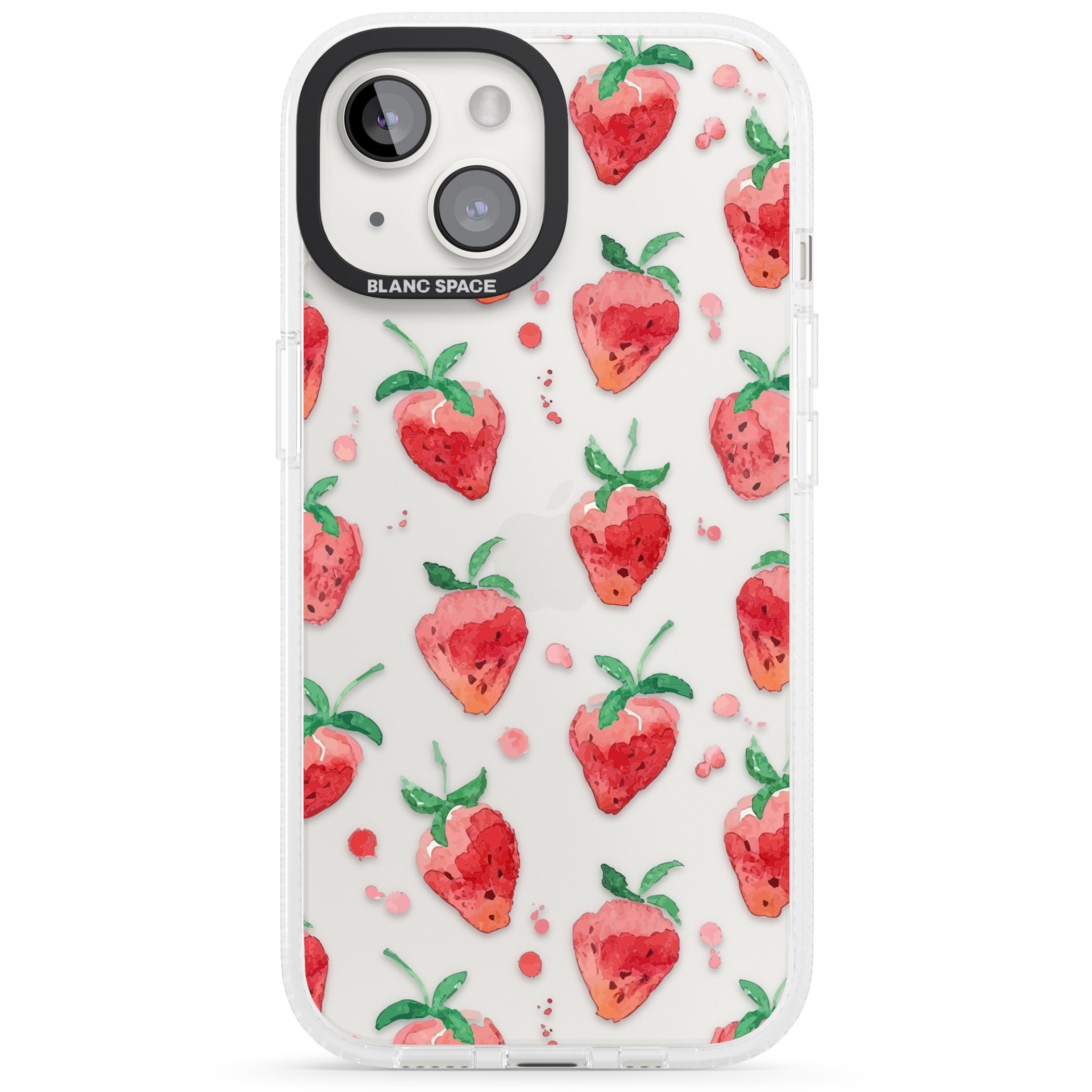 Strawberry Watercolour iPhone 15 / 14 / 13 Clear Case Impact Air - Blanc Space