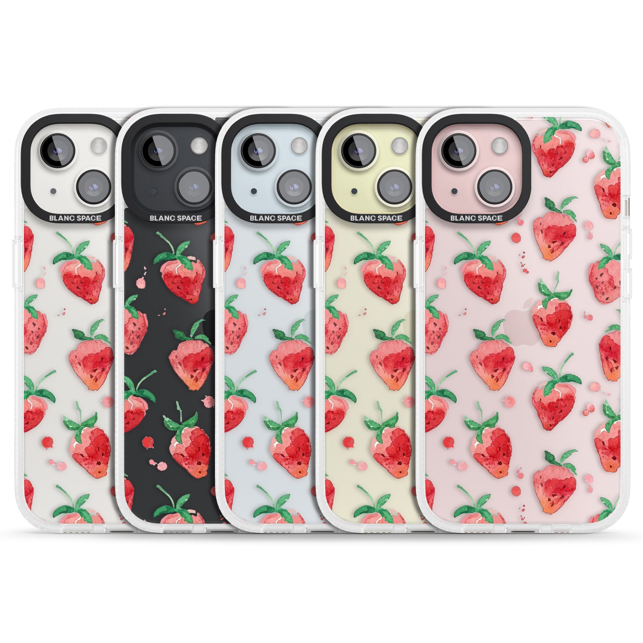 Strawberry Watercolour iPhone 15 / 14 / 13 Clear Case Impact Air - Blanc Space