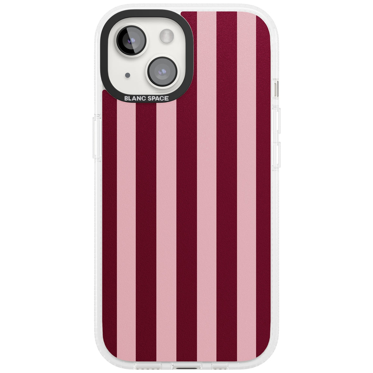 Bordeaux Belle preppy iPhone case featuring bold vertical stripes in burgundy and soft blush pink iPhone 12 / 12 Pro / iPhone 12 / iPhone 12 Pro / iPhone 13 / iPhone 14 / iPhone 14 Plus / iPhone 15 Impact Air Phone Case front