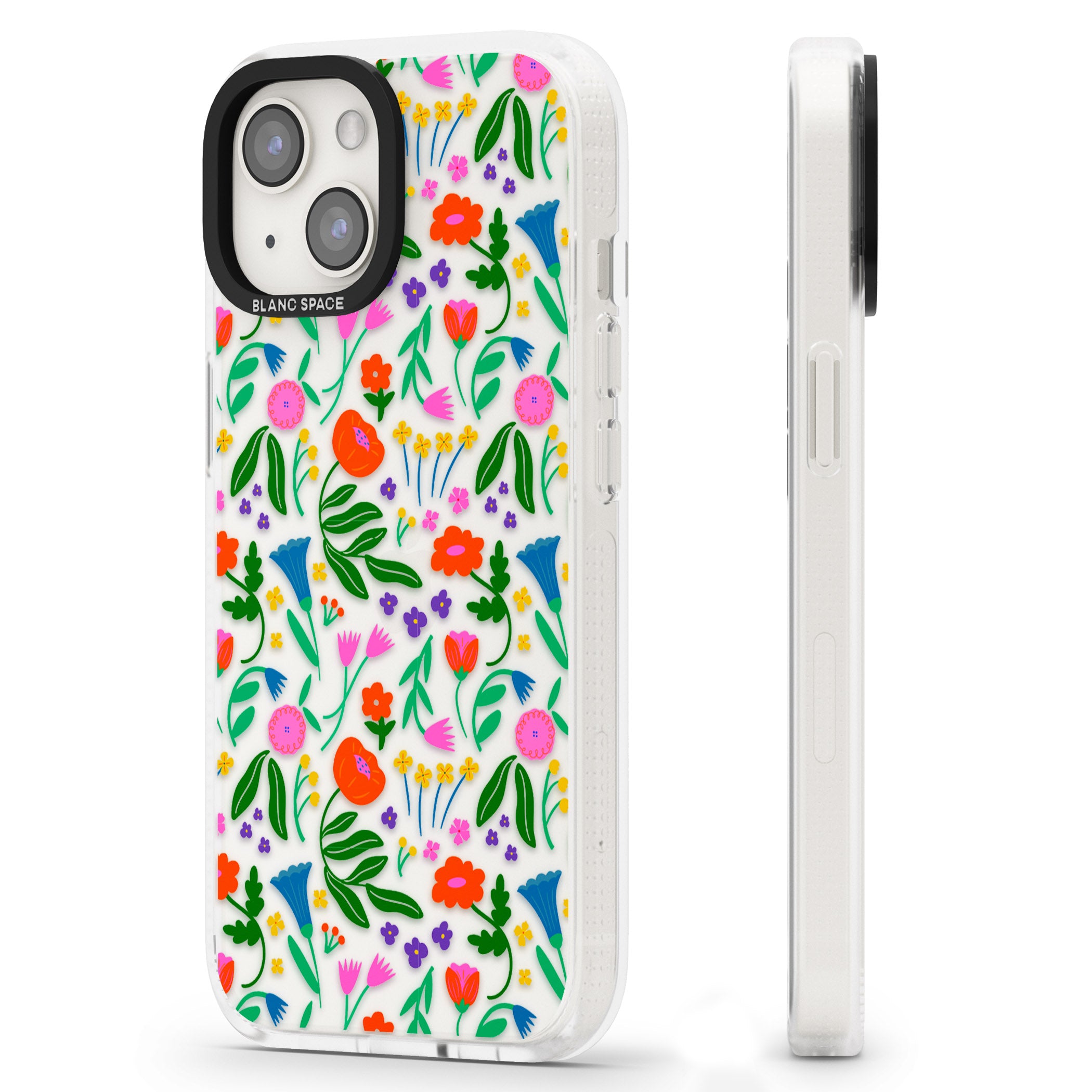 Summer Floral Fiesta iPhone 15 / 14 / 13 Clear Case Impact Air - Blanc Space
