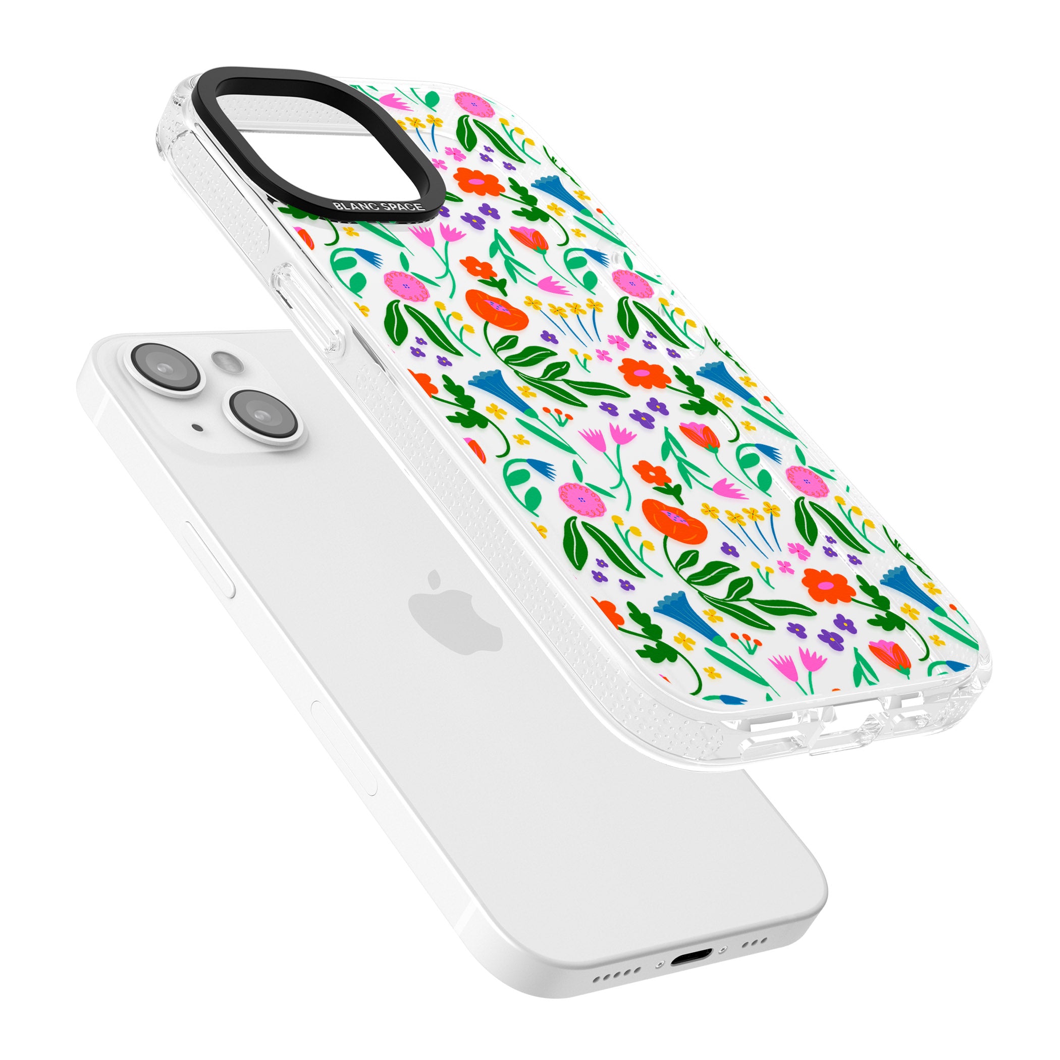 Summer Floral Fiesta iPhone 15 / 14 / 13 Clear Case Impact Air - Blanc Space