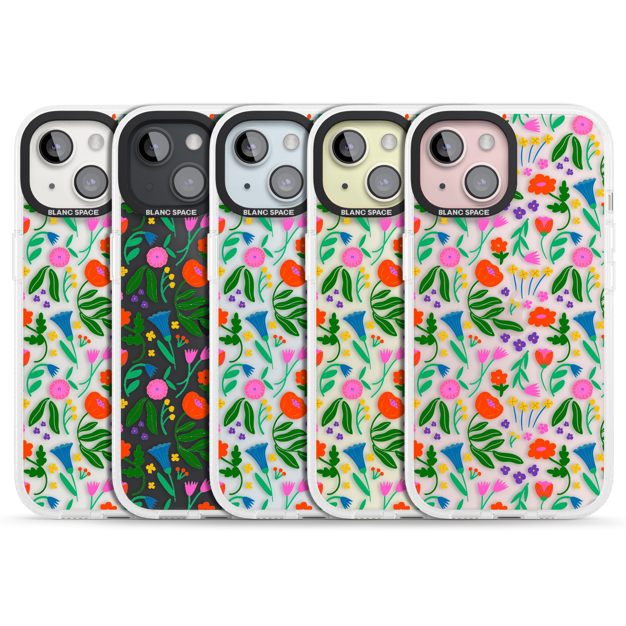 Summer Floral Fiesta iPhone 15 / 14 / 13 Clear Case Impact Air - Blanc Space