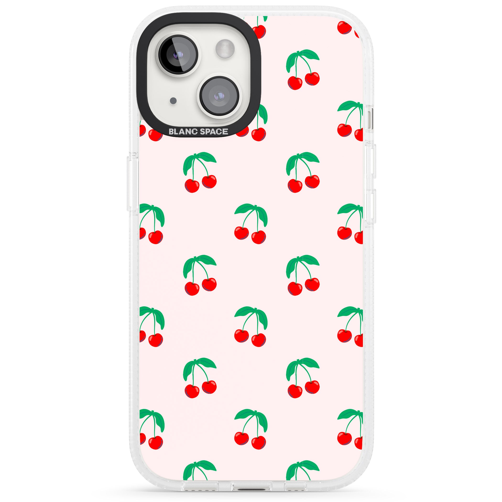 Cute Cherry Pattern iPhone 15 / 14 / 13 Clear Case Impact Air - Blanc Space