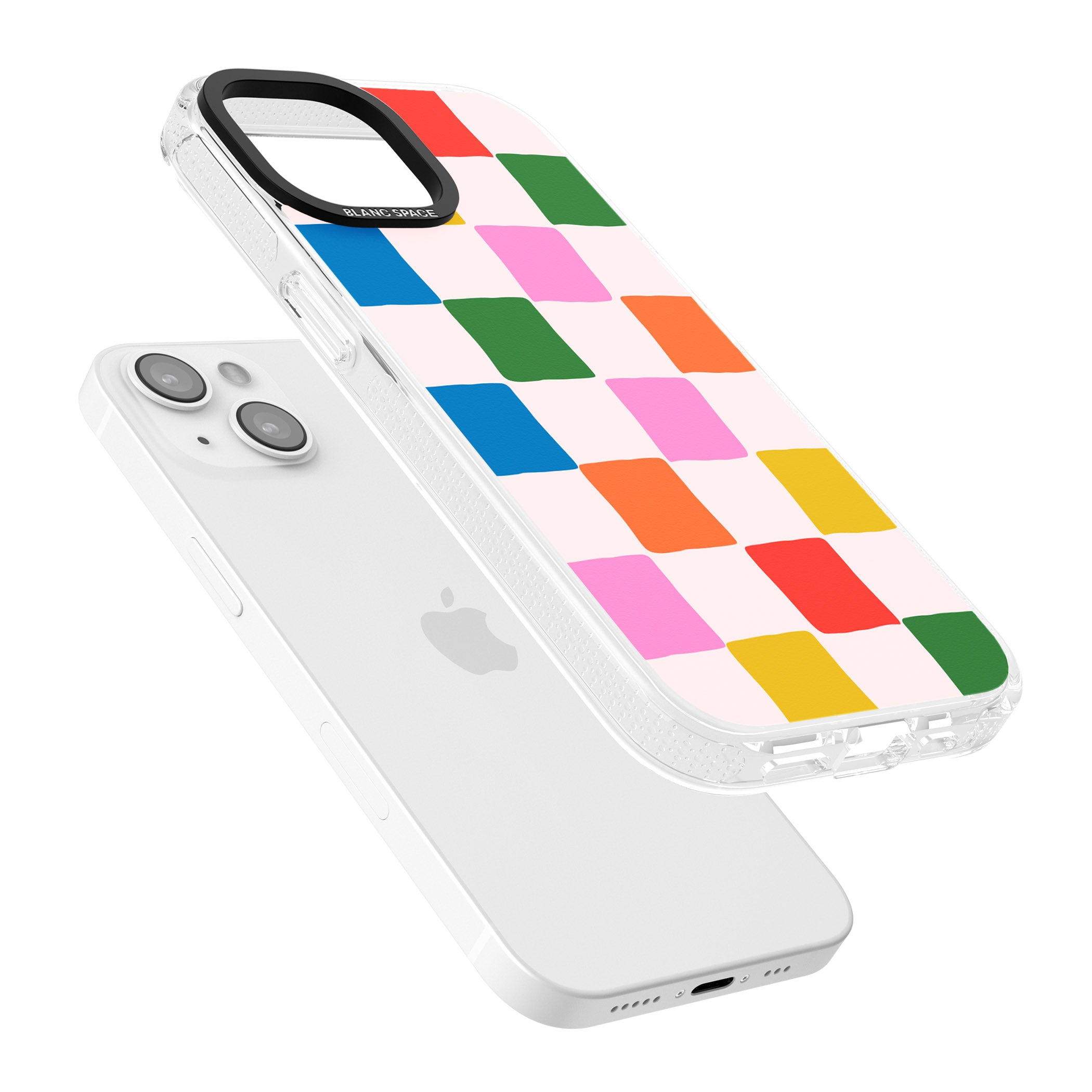 Colour Checked iPhone 15 / 14 / 13 Clear Case Impact Air - Blanc Space