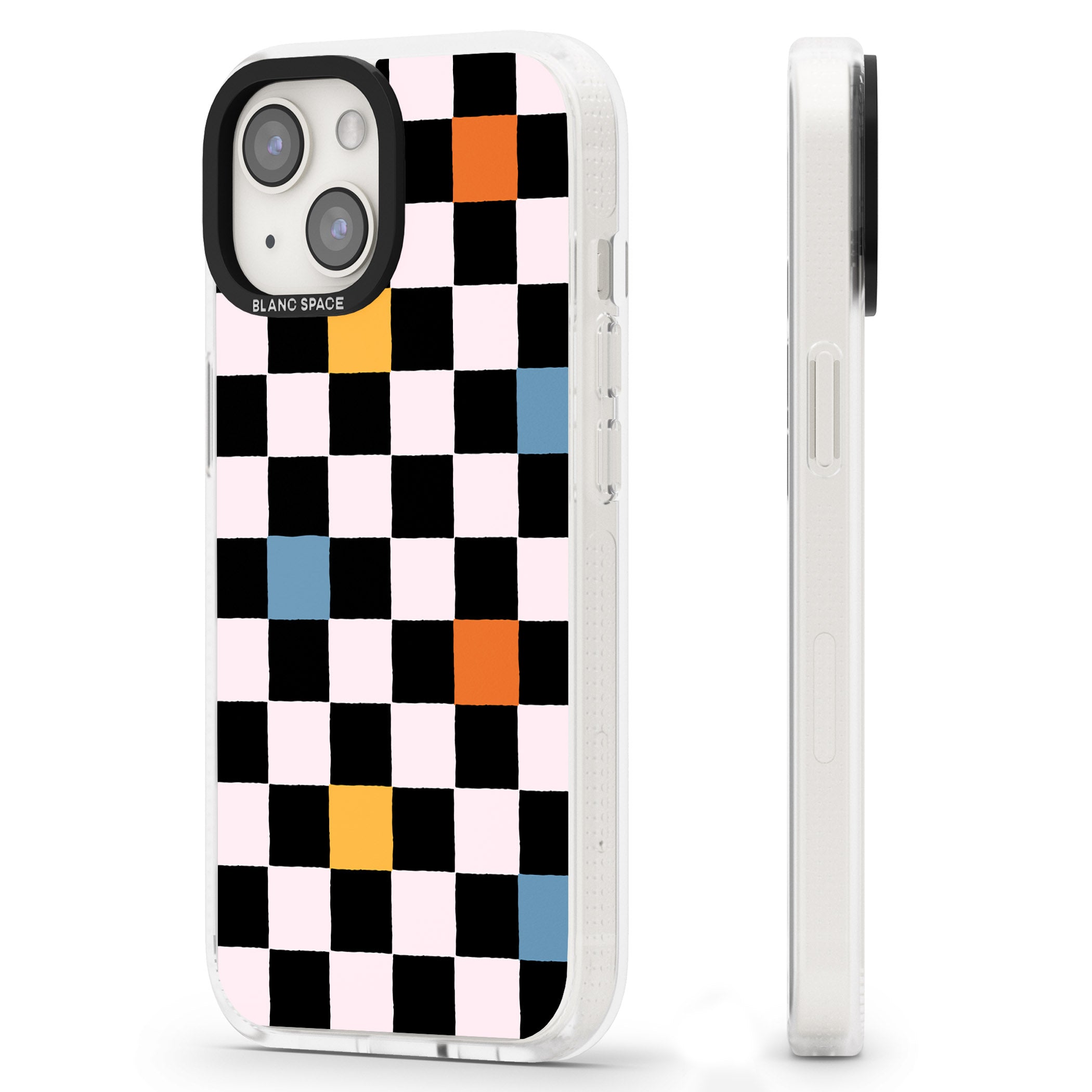 Vibrant Retro Checkered iPhone 15 / 14 / 13 Clear Case Impact Air - Blanc Space