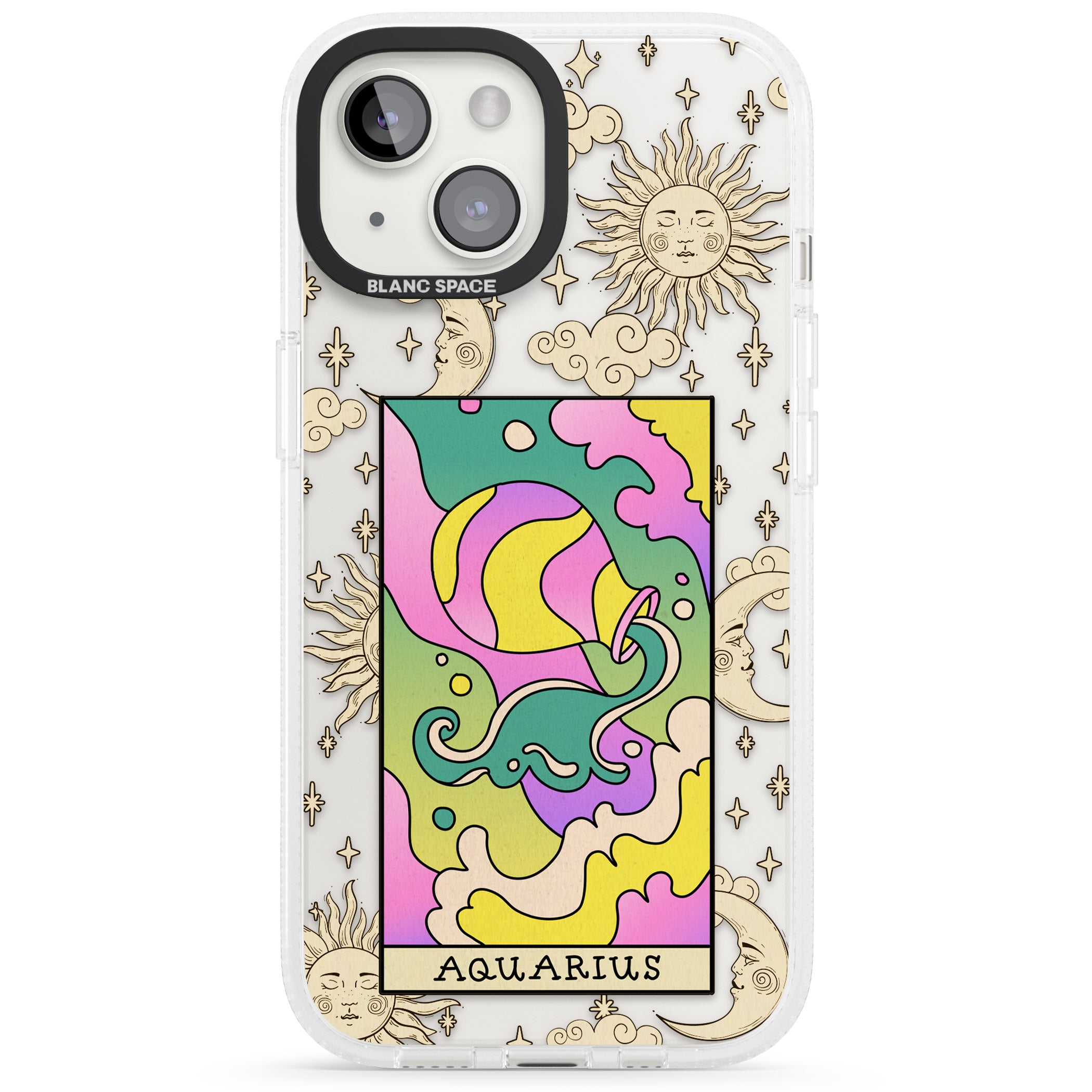 Celestial Zodiac - Aquarius iPhone 15 / 14 / 13 Clear Case Impact Air - Blanc Space