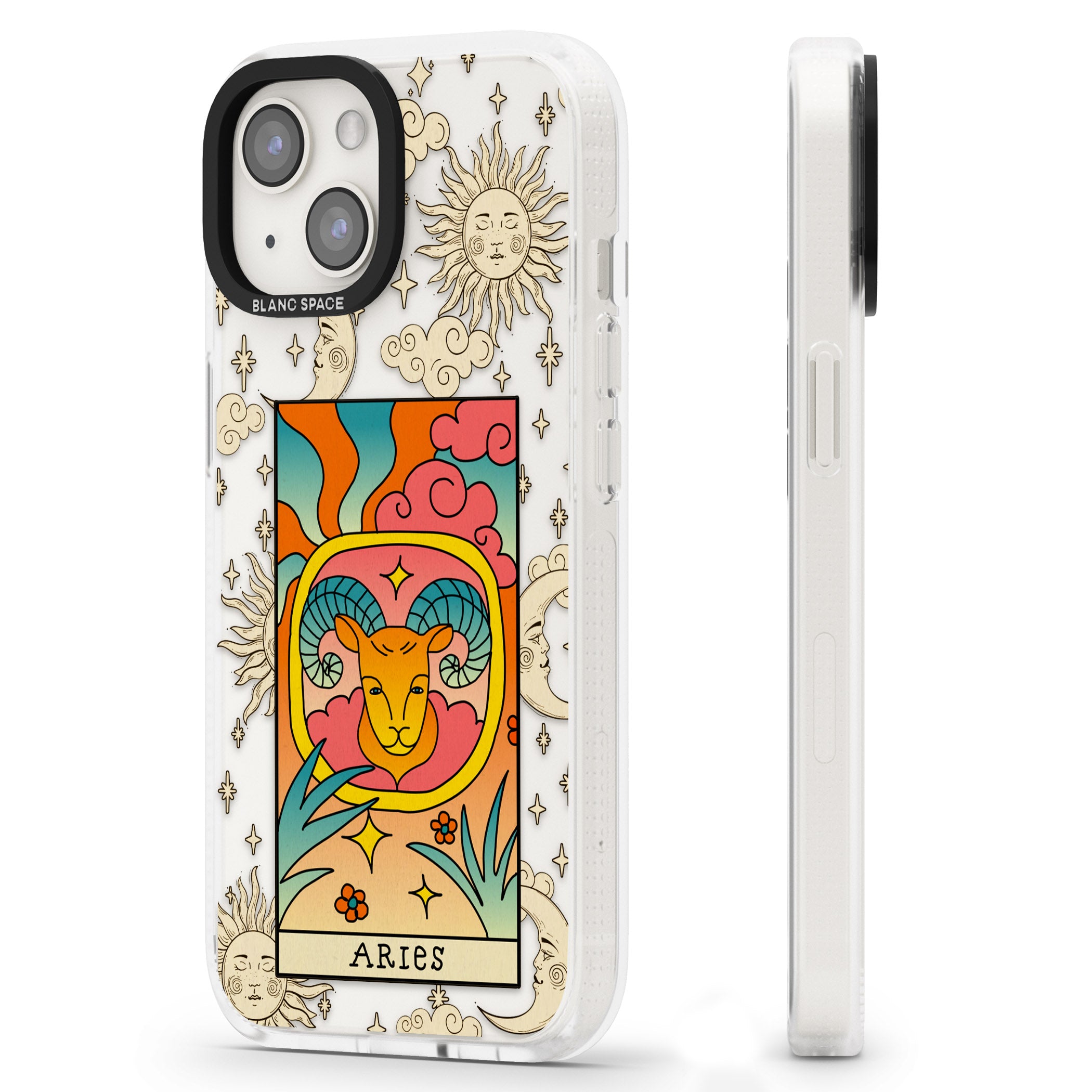 Celestial Zodiac - Aries iPhone 15 / 14 / 13 Clear Case Impact Air - Blanc Space