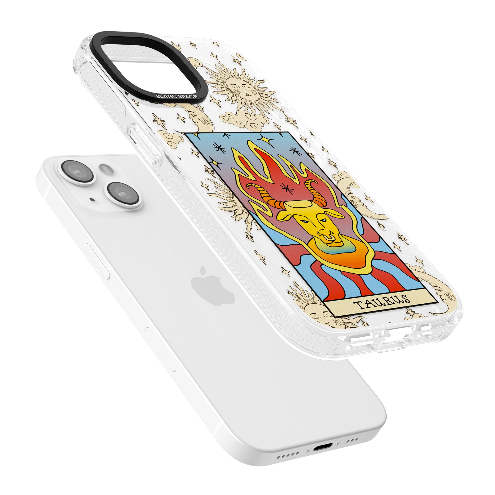 Celestial Zodiac - Taurus iPhone 15 / 14 / 13 Clear Case Impact Air - Blanc Space