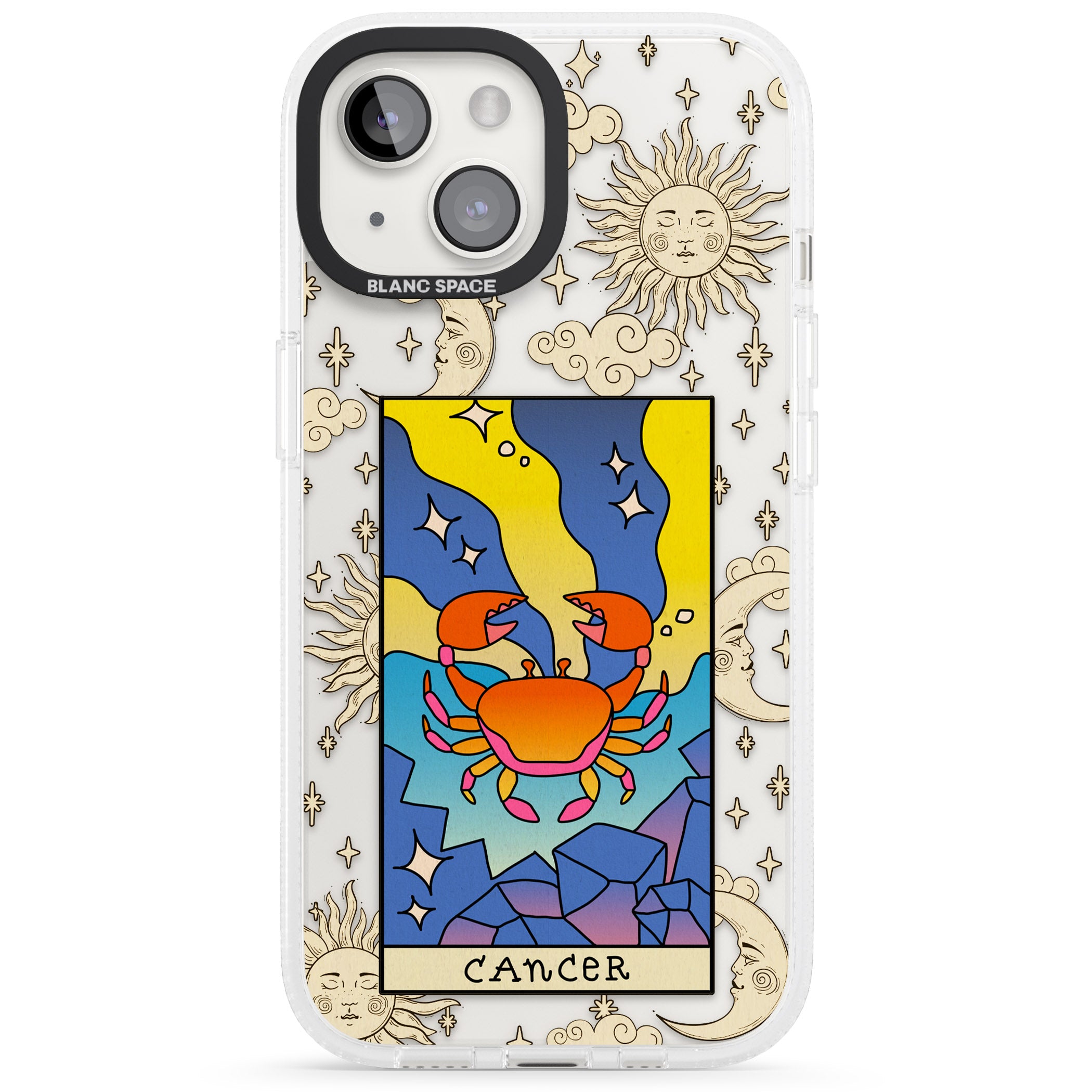 Celestial Zodiac - Cancer iPhone 15 / 14 / 13 Clear Case Impact Air - Blanc Space
