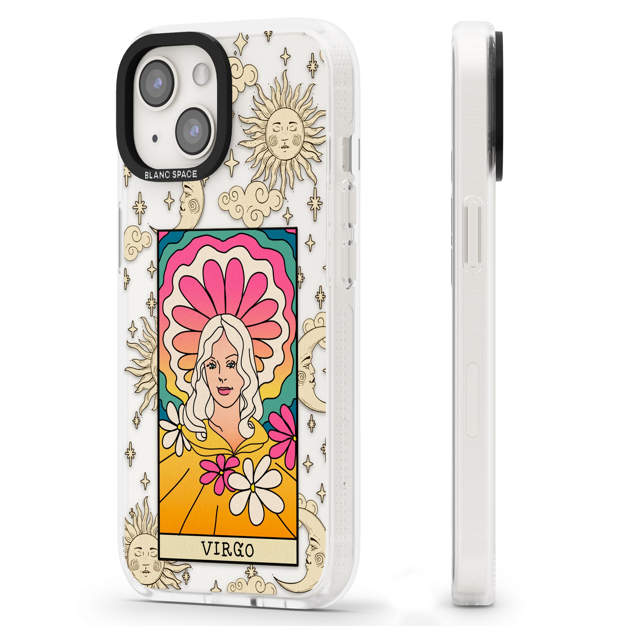Celestial Zodiac - Virgo iPhone 15 / 14 / 13 Clear Case Impact Air - Blanc Space