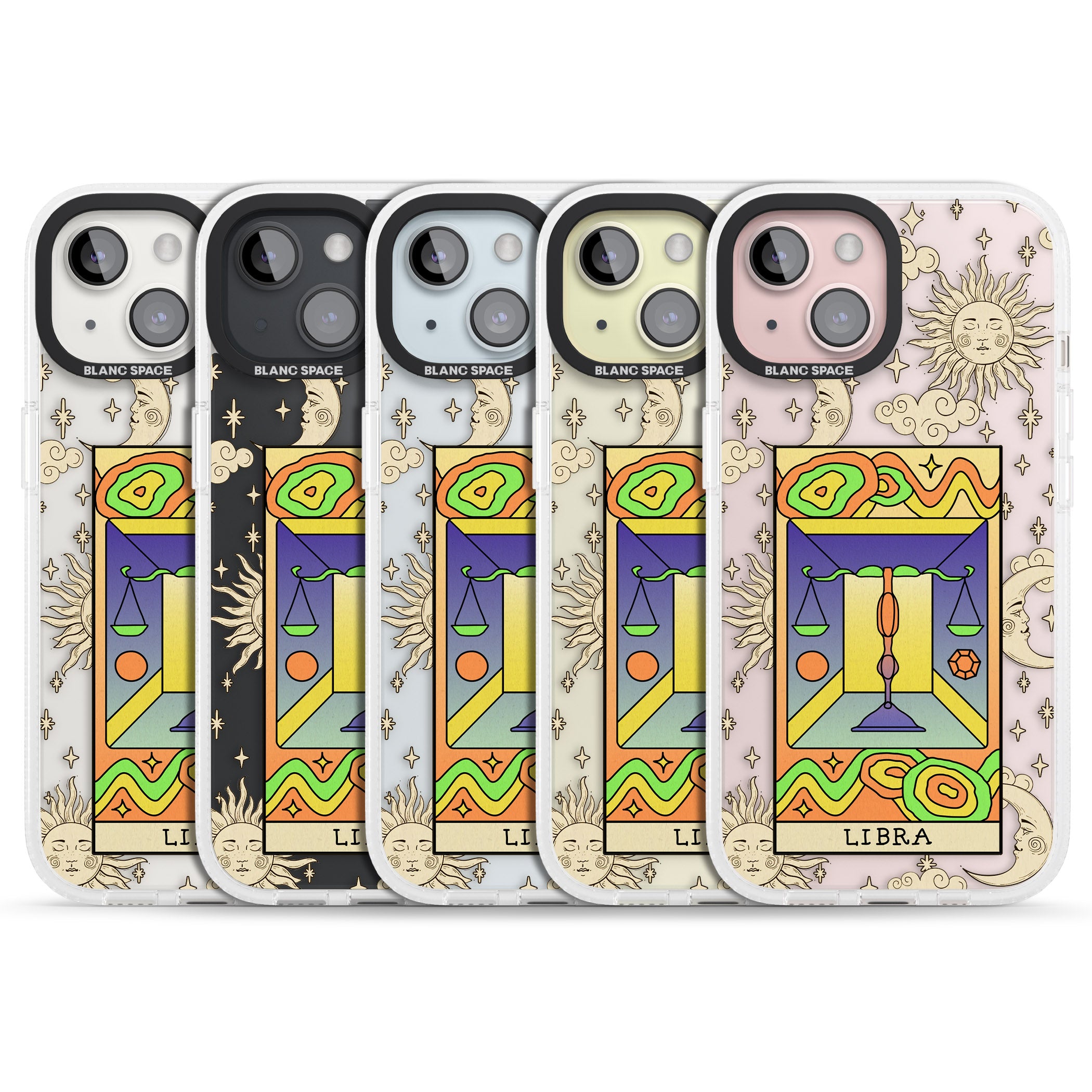 Celestial Zodiac - Libra iPhone 15 / 14 / 13 Clear Case Impact Air - Blanc Space