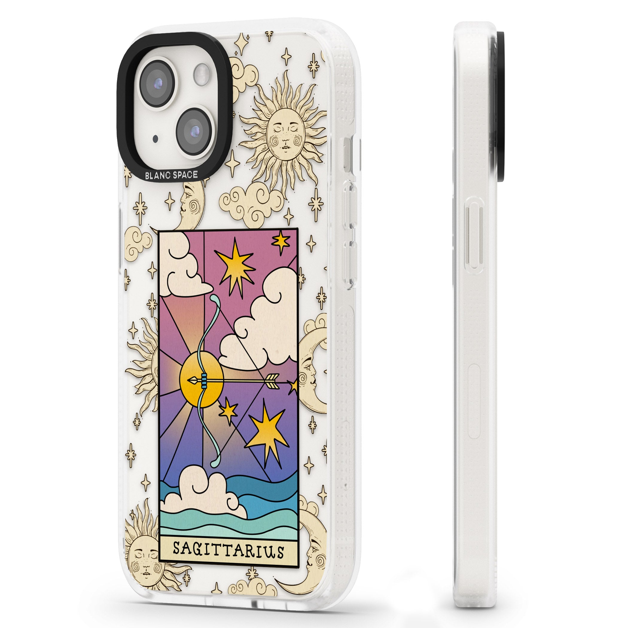 Celestial Zodiac - Sagittarius iPhone 15 / 14 / 13 Clear Case Impact Air - Blanc Space
